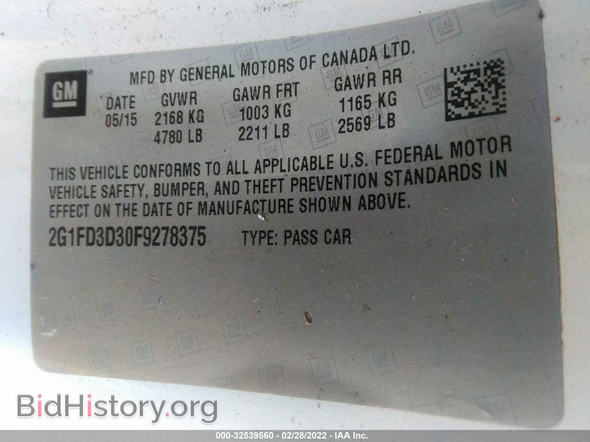 2015 CHEVROLET CAMARO - VIN: 2G1FD3D30F9278375 - Фото 9