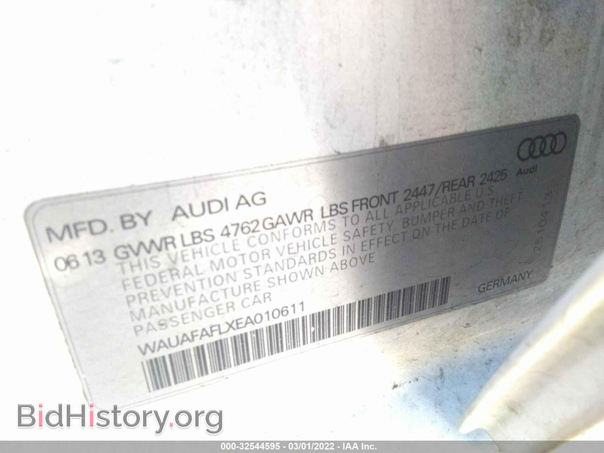 2014 AUDI A4 - VIN: WAUAFAFLXEA010611 - Фото 9
