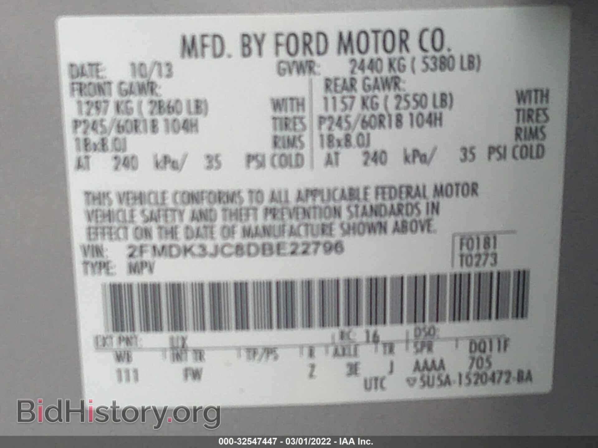 2013 FORD EDGE - VIN: 2FMDK3JC8DBE22796 - Photo 9