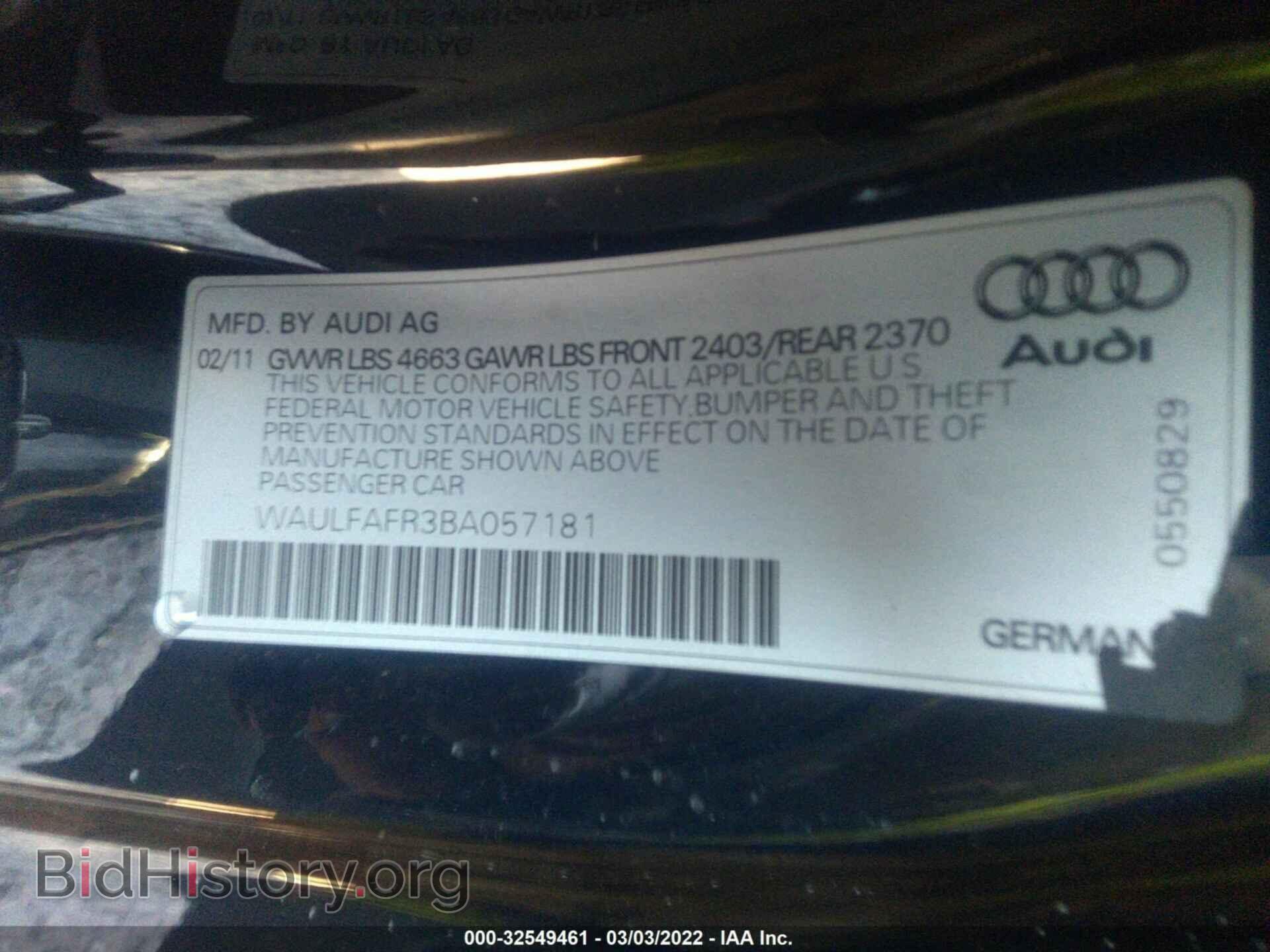 2011 AUDI A5 - VIN: WAULFAFR3BA057181 - Фото 9