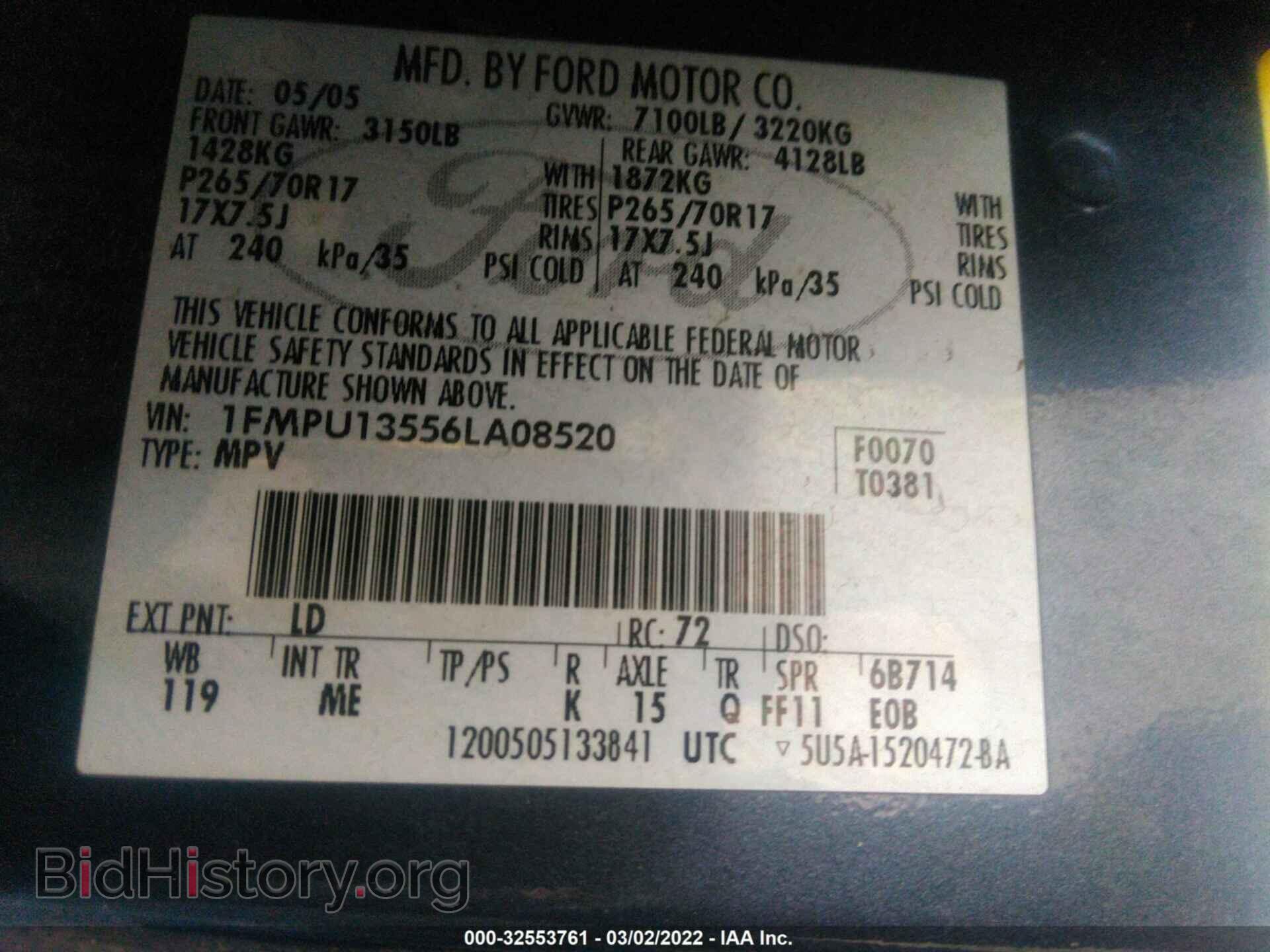 2006 FORD EXPEDITION - VIN: 1FMPU13556LA08520 - Фото 9