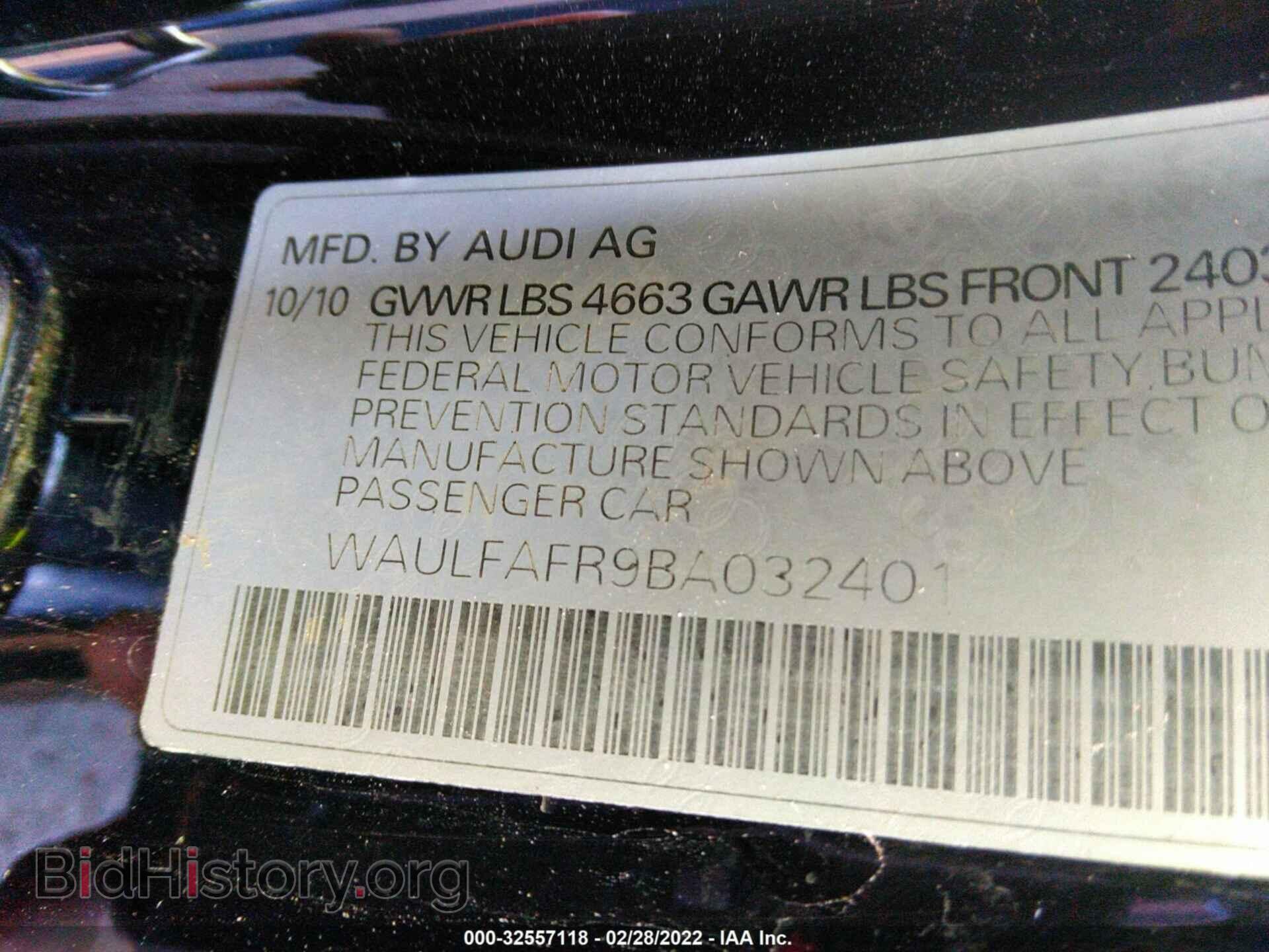 2011 AUDI A5 - VIN: WAULFAFR9BA032401 - Фото 9