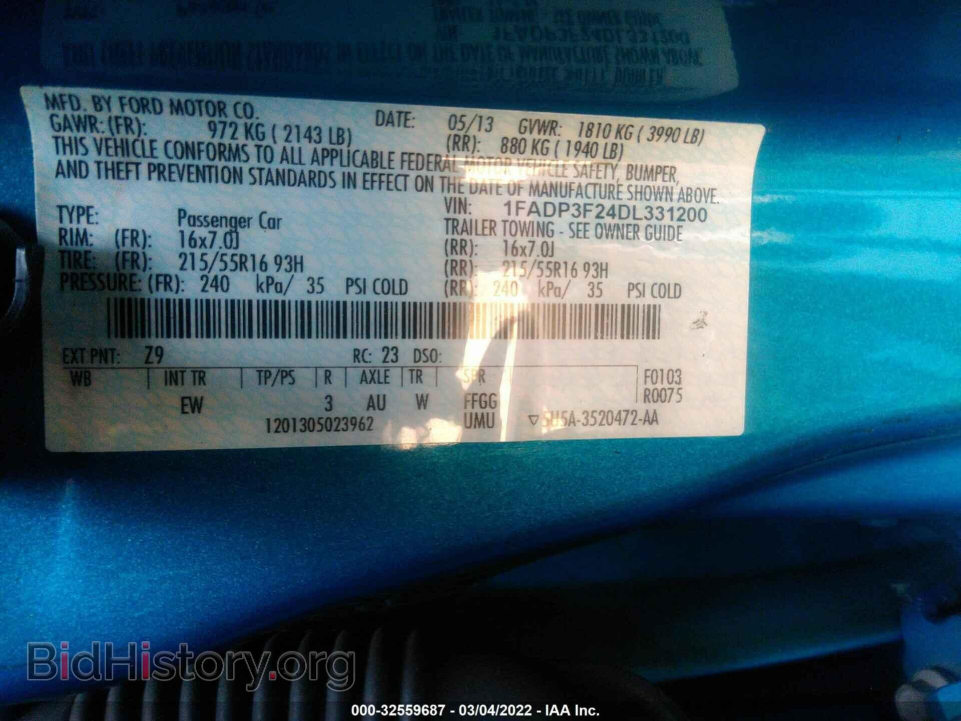2013 FORD FOCUS - VIN: 1FADP3F24DL331200 - Фото 9