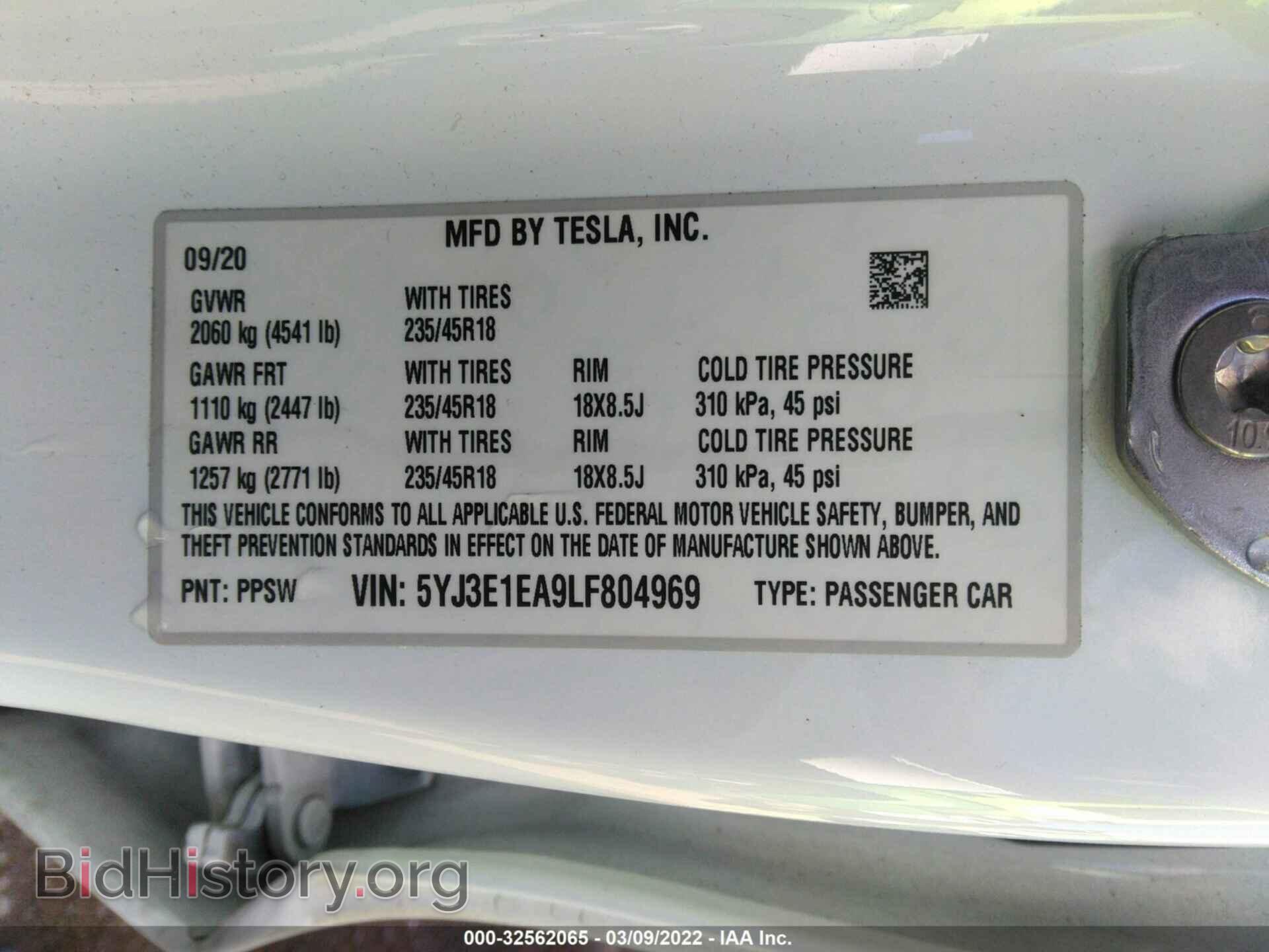 2020 TESLA MODEL 3 - VIN: 5YJ3E1EA9LF804969 - Photo 9