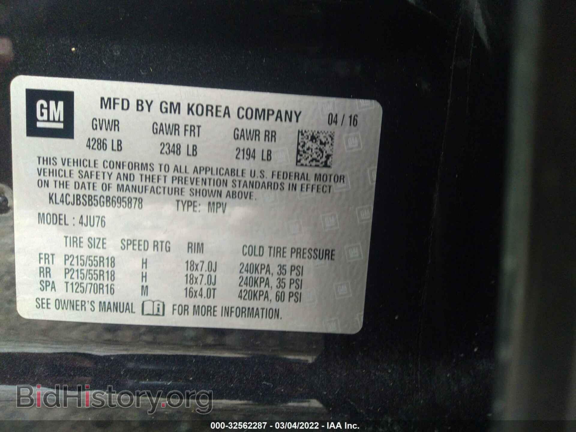 2016 BUICK ENCORE - VIN: KL4CJBSB5GB695878 - Photo 9