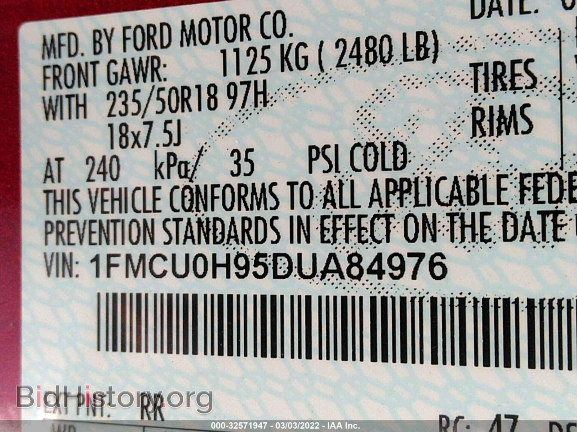 2013 FORD ESCAPE - VIN: 1FMCU0H95DUA84976 - Фото 9