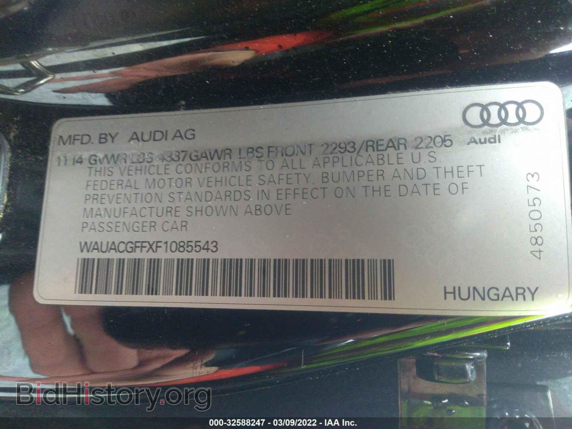 2015 AUDI A3 - VIN: WAUACGFFXF1085543 - Фото 9
