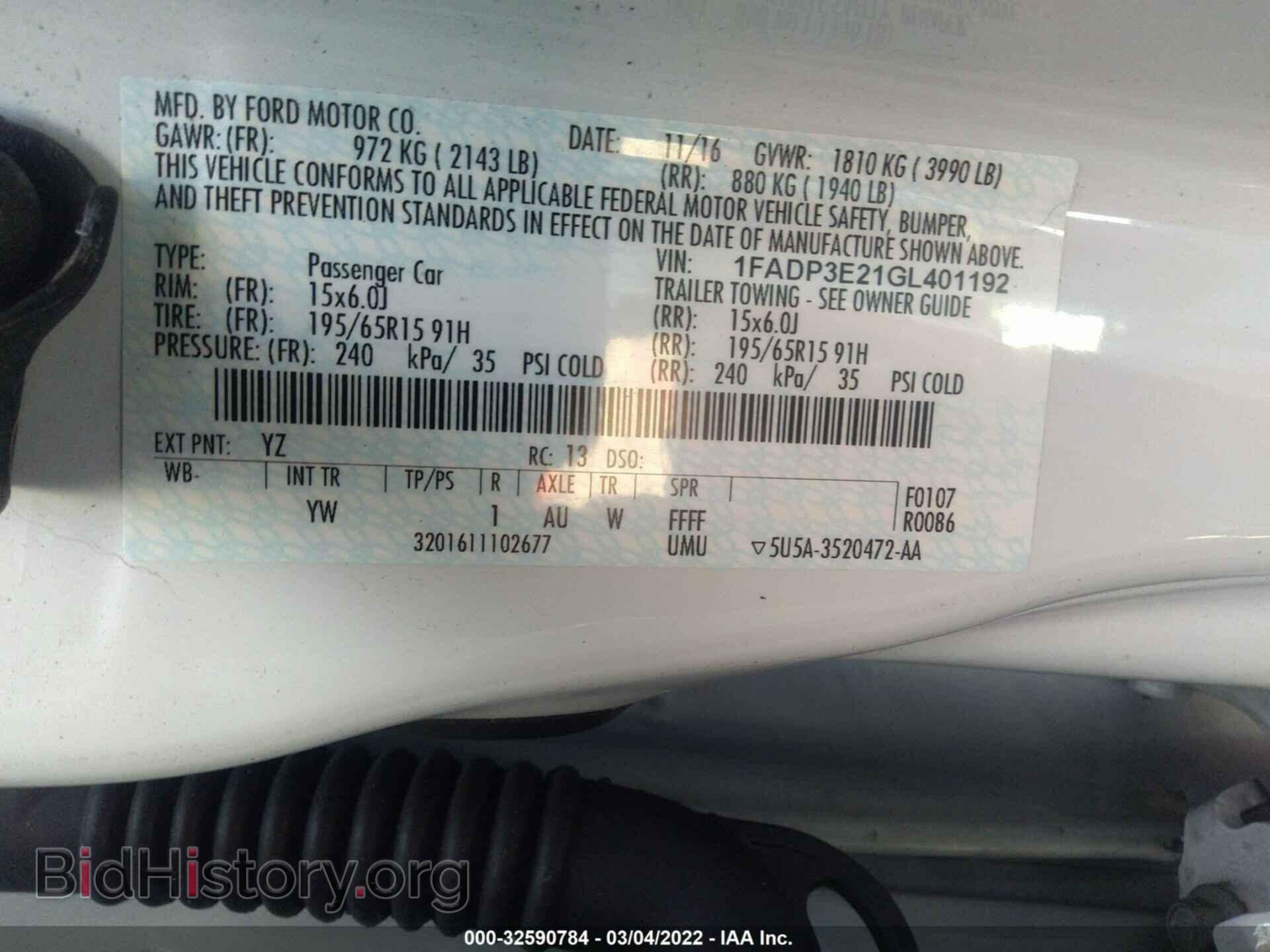 2016 FORD FOCUS - VIN: 1FADP3E21GL401192 - Фото 9