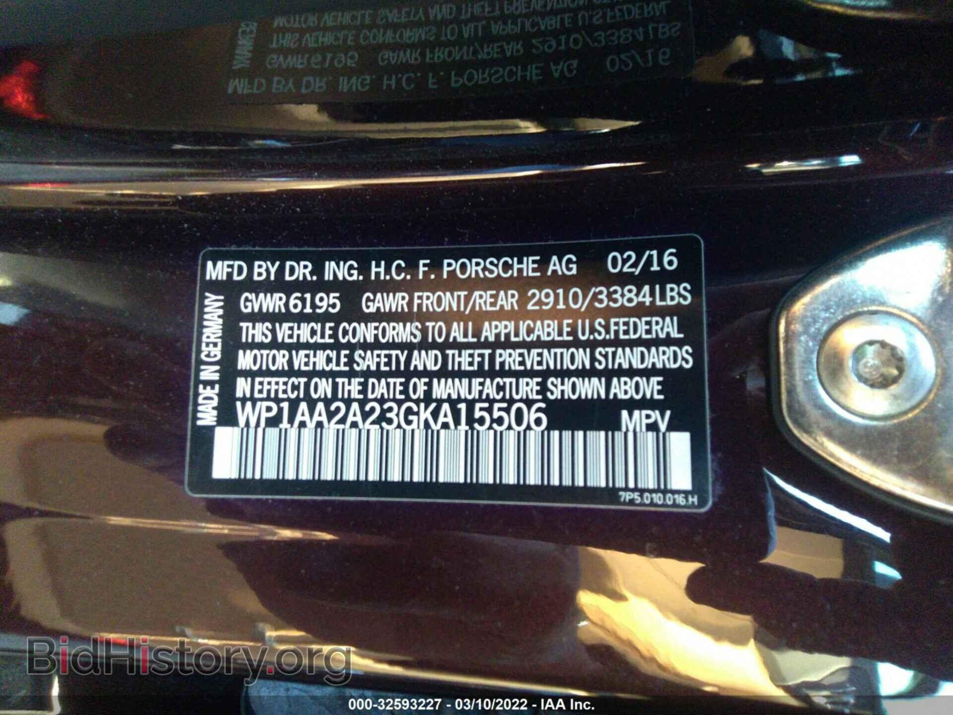 2016 PORSCHE CAYENNE - VIN: WP1AA2A23GKA15506 - Фото 9