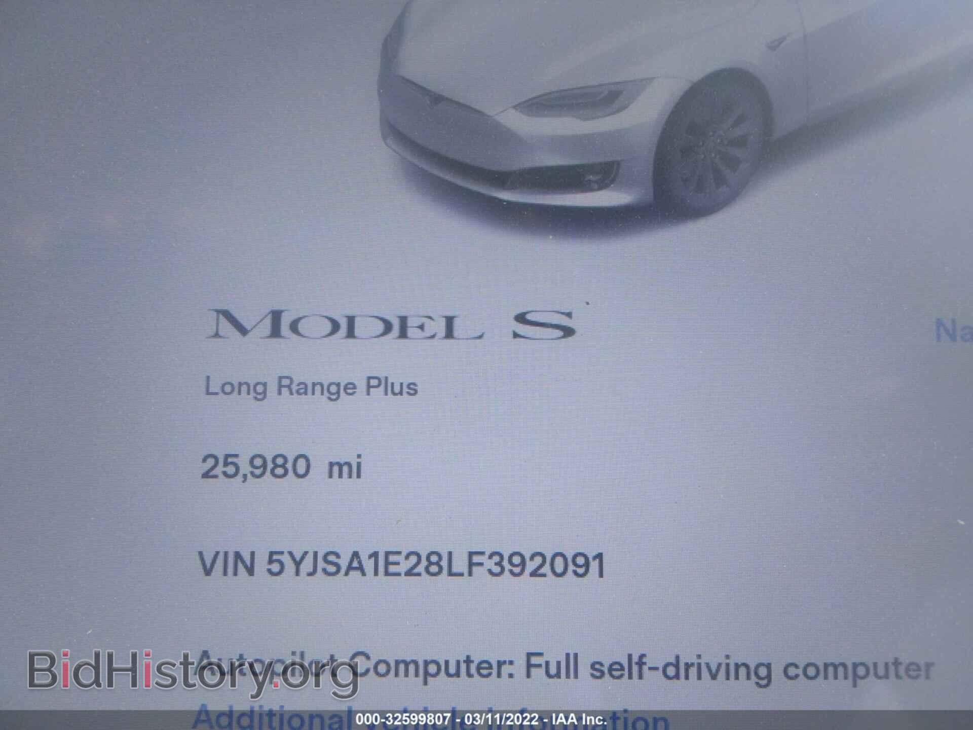 2020 TESLA MODEL S - VIN: 5YJSA1E28LF392091 - Photo 7