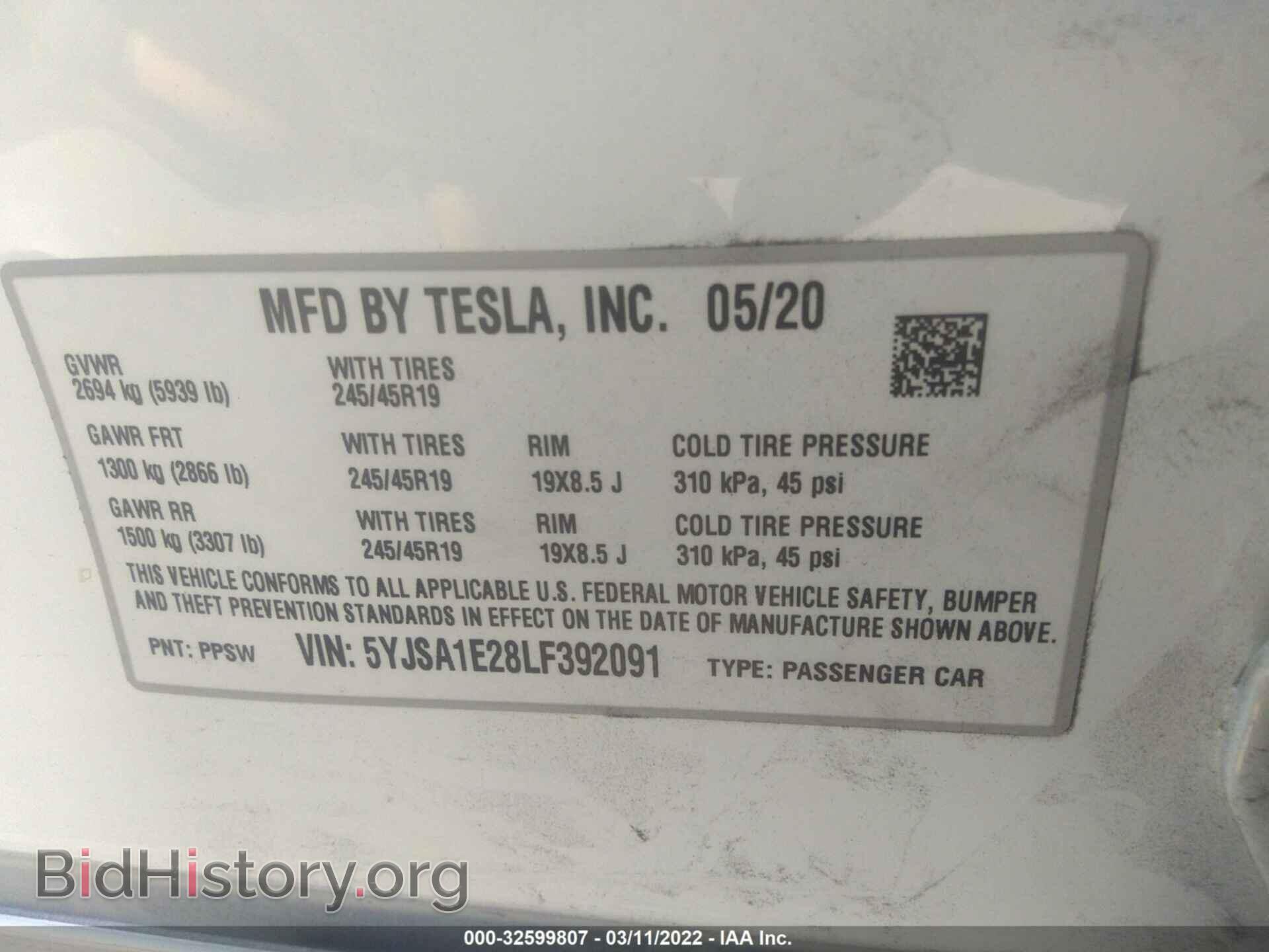 2020 TESLA MODEL S - VIN: 5YJSA1E28LF392091 - Photo 9