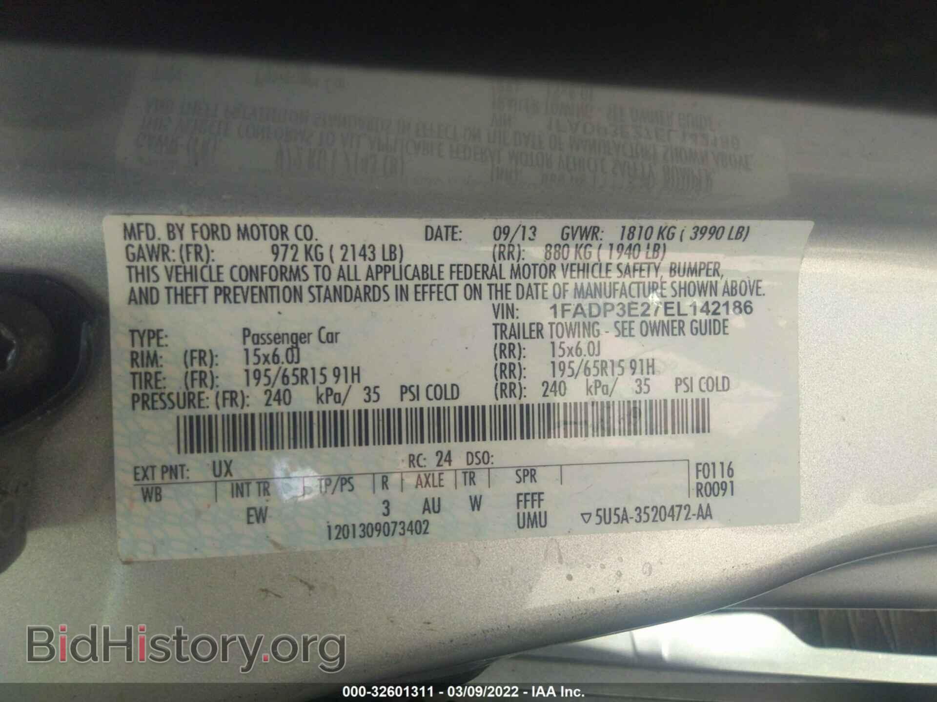 2014 FORD FOCUS - VIN: 1FADP3E27EL142186 - Фото 9