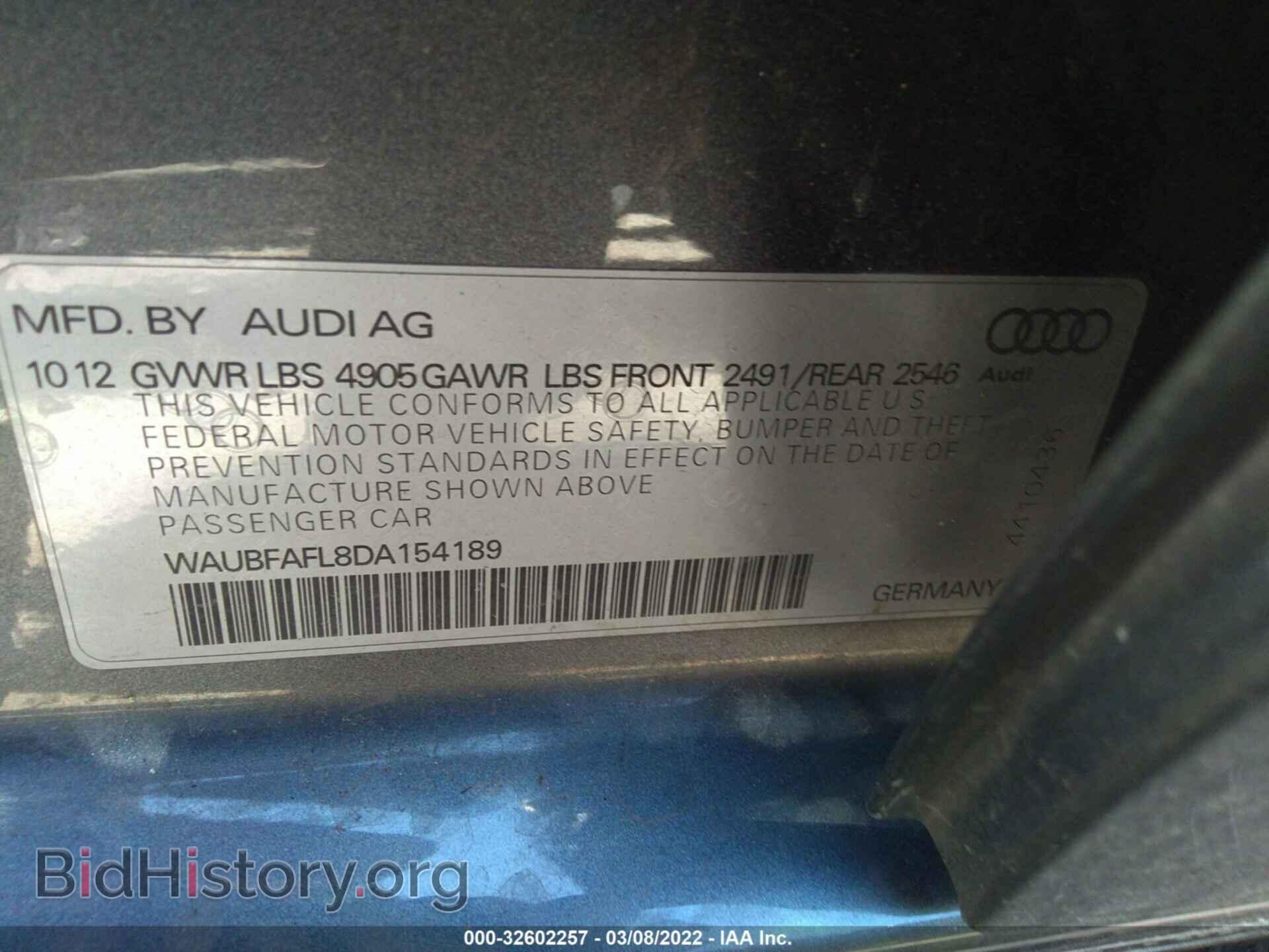 2013 AUDI A4 - VIN: WAUBFAFL8DA154189 - Фото 9