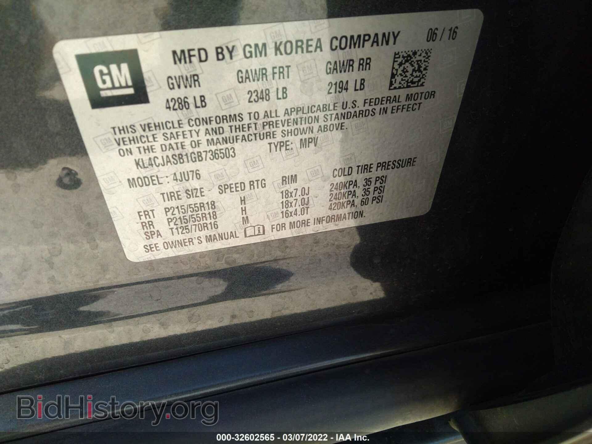 2016 BUICK ENCORE - VIN: KL4CJASB1GB736503 - Photo 9