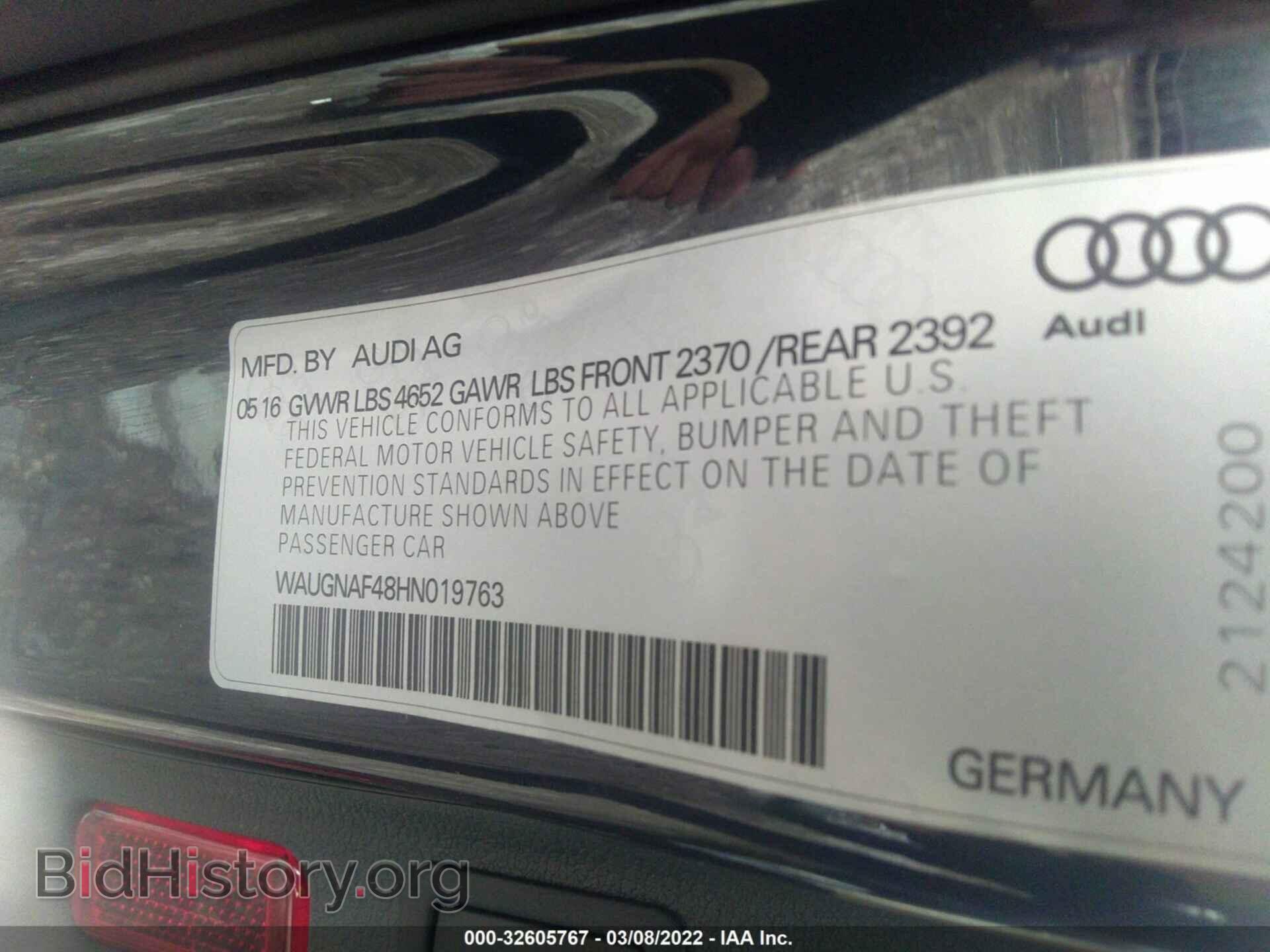 2017 AUDI A4 - VIN: WAUGNAF48HN019763 - Фото 9