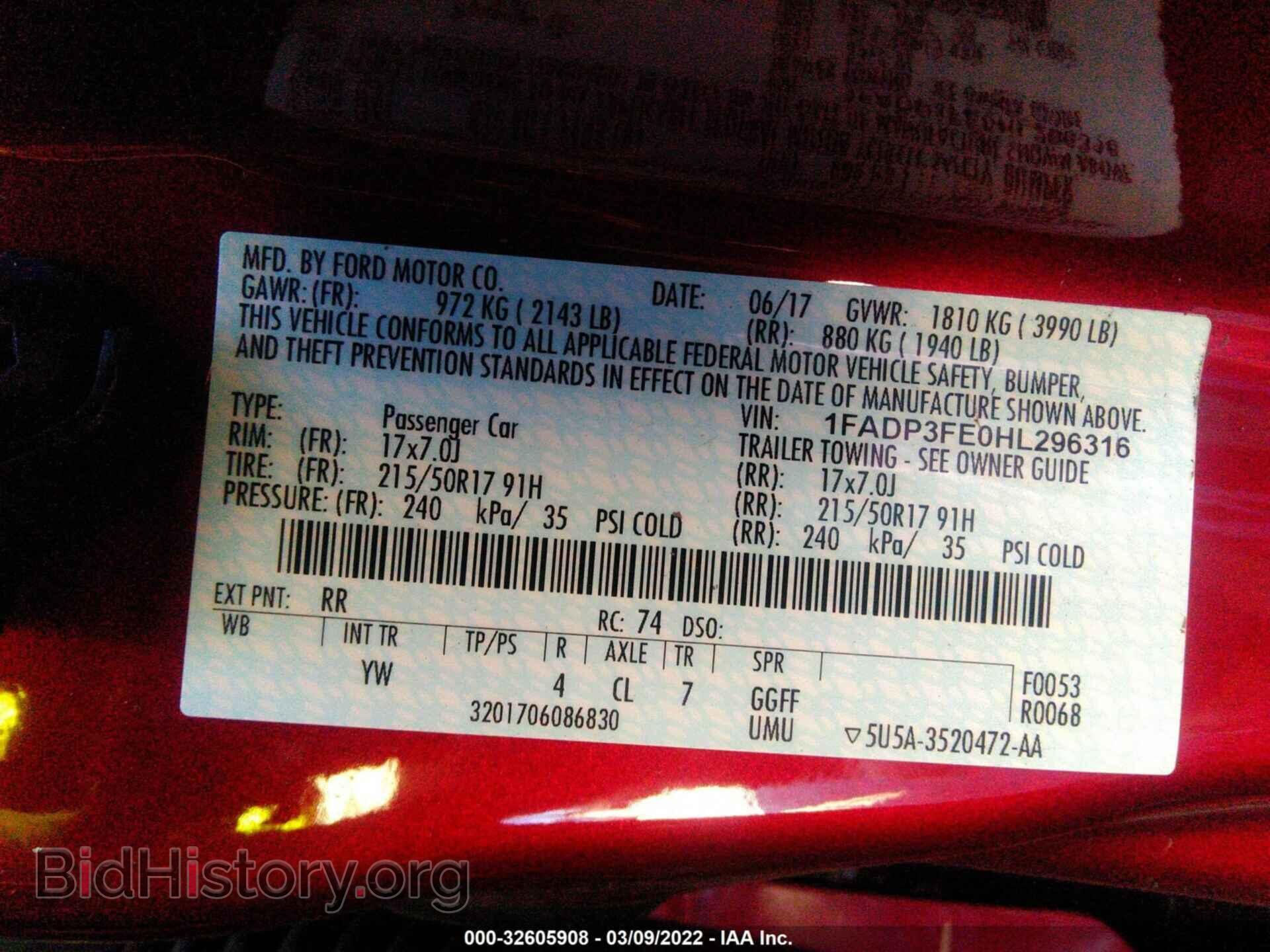 2017 FORD FOCUS - VIN: 1FADP3FE0HL296316 - Фото 9