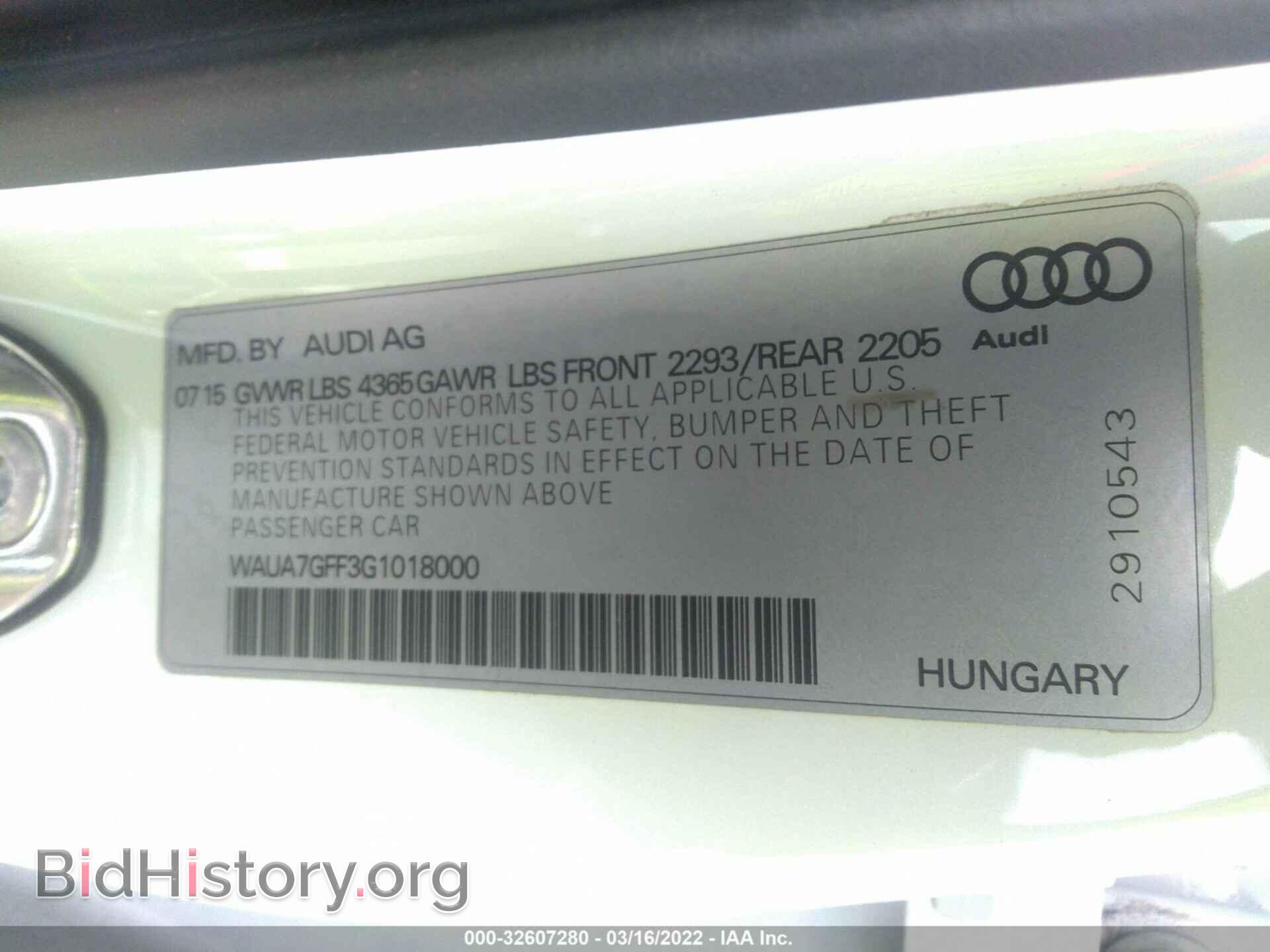 2016 AUDI A3 - VIN: WAUA7GFF3G1018000 - Фото 9