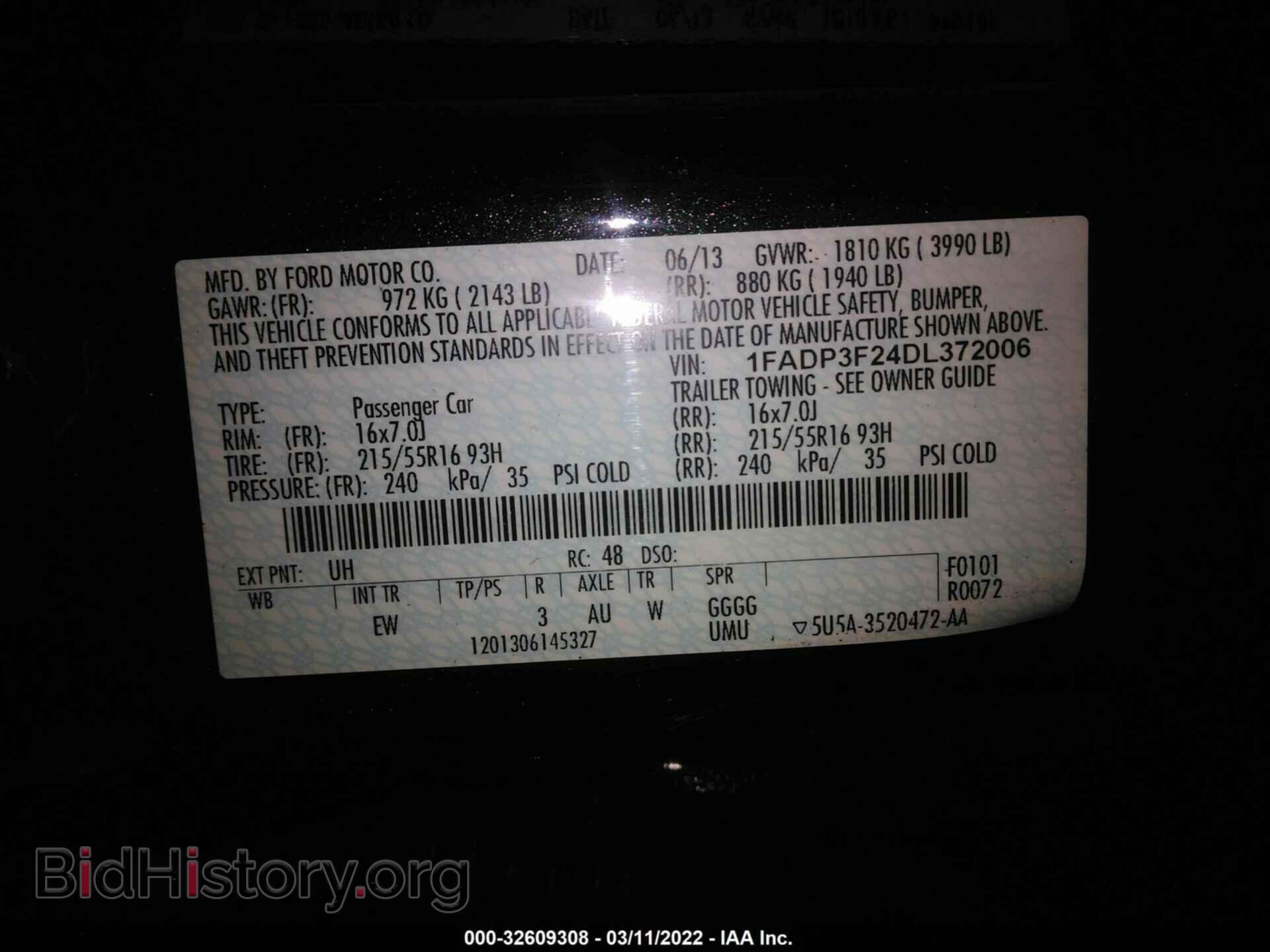 2013 FORD FOCUS - VIN: 1FADP3F24DL372006 - Фото 9