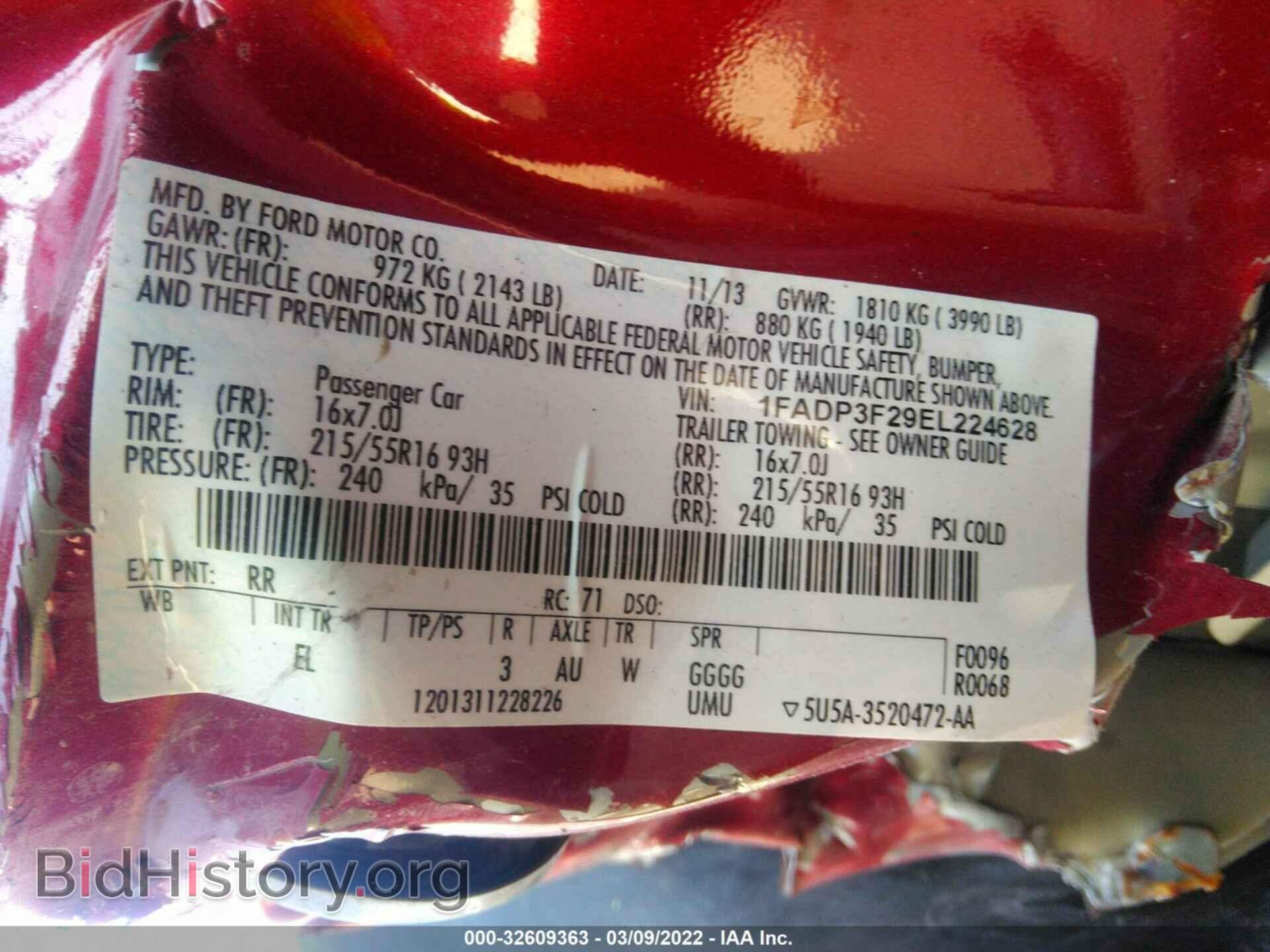 2014 FORD FOCUS - VIN: 1FADP3F29EL224628 - Фото 9