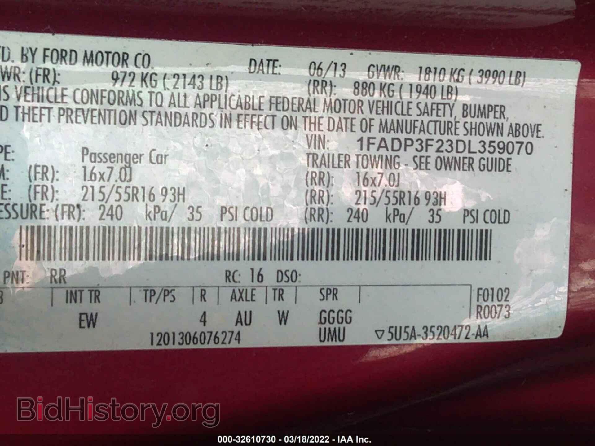 2013 FORD FOCUS - VIN: 1FADP3F23DL359070 - Фото 9