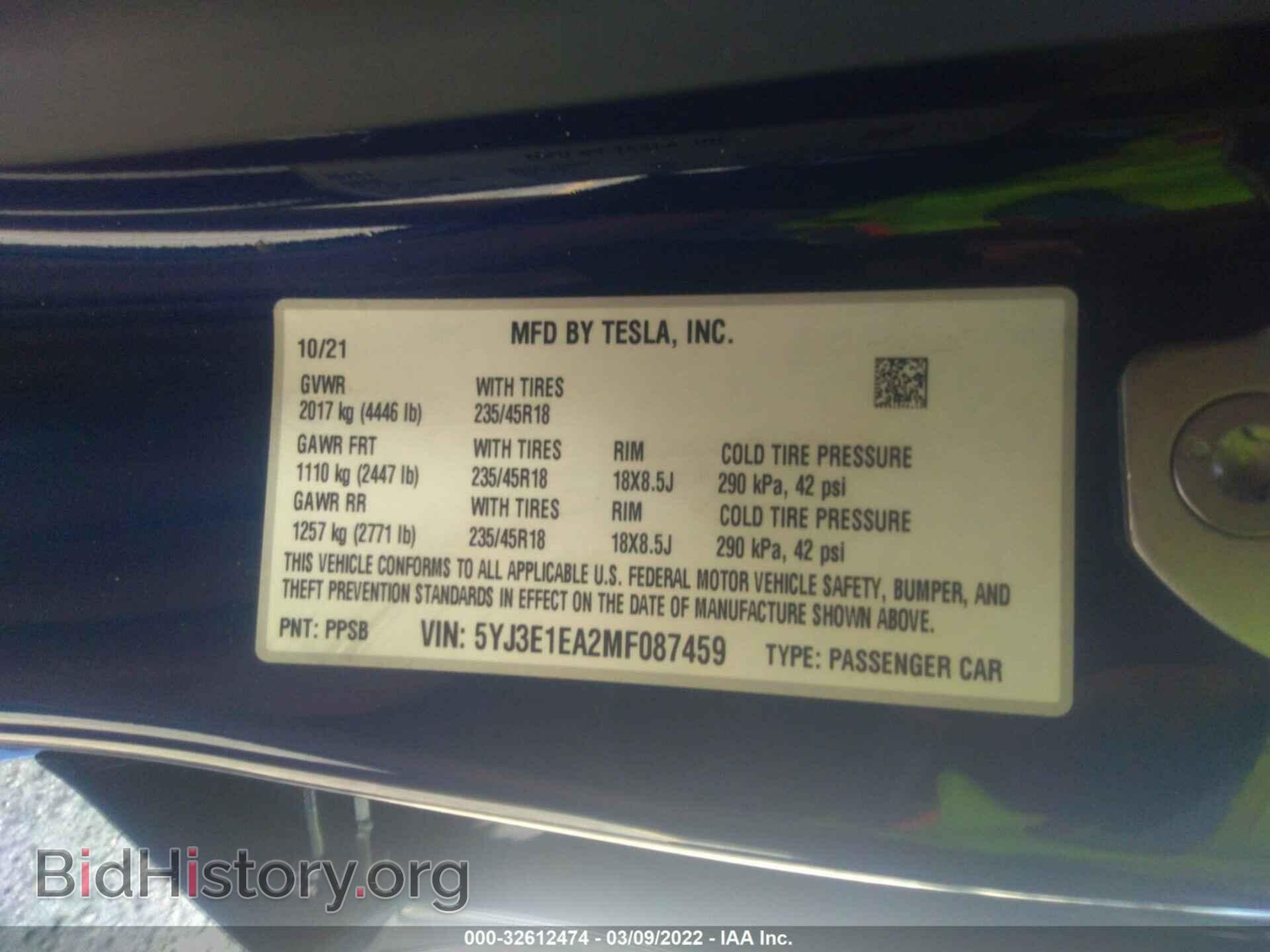2021 TESLA MODEL 3 - VIN: 5YJ3E1EA2MF087459 - Photo 9