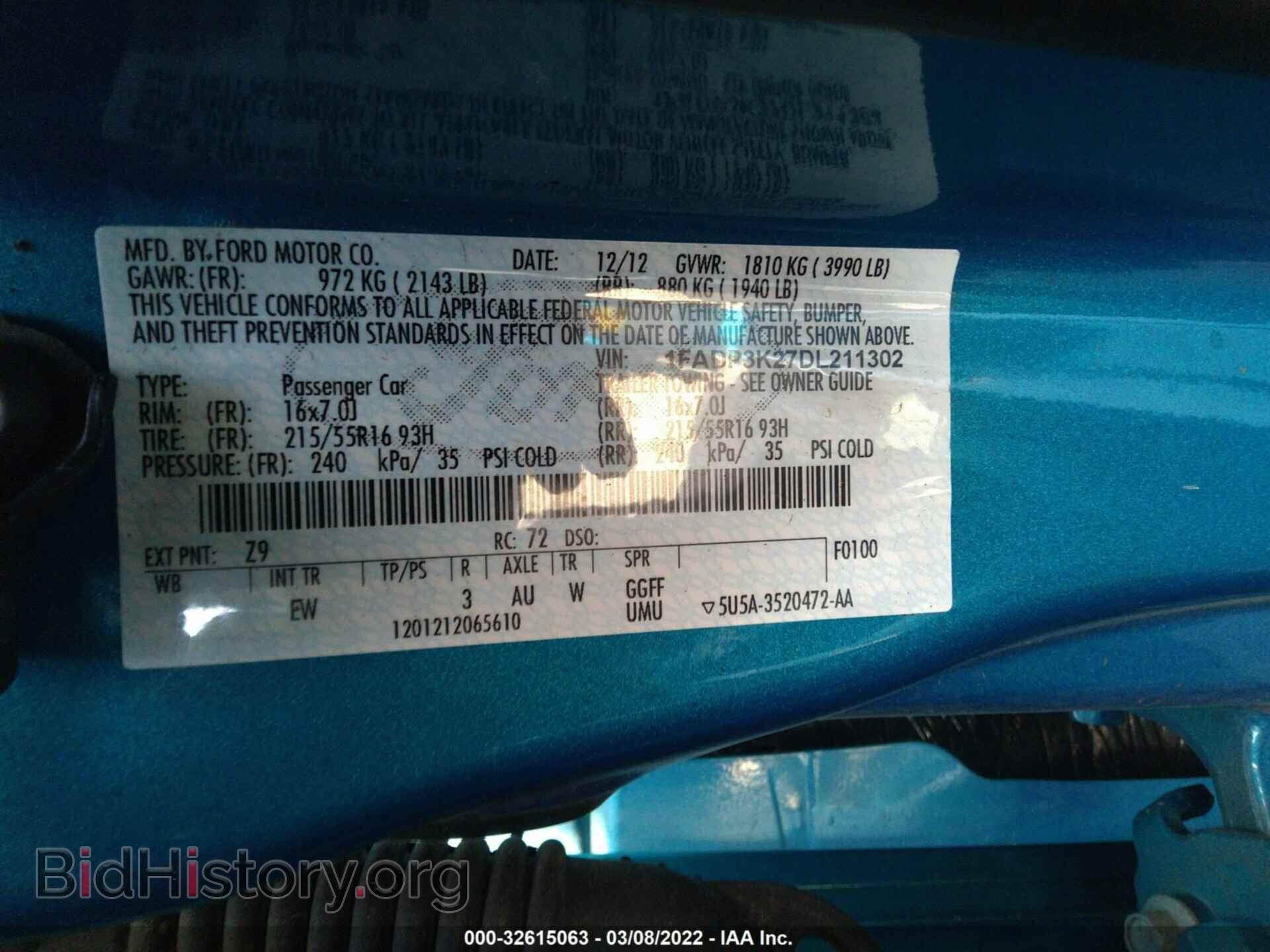 2013 FORD FOCUS - VIN: 1FADP3K27DL211302 - Фото 9