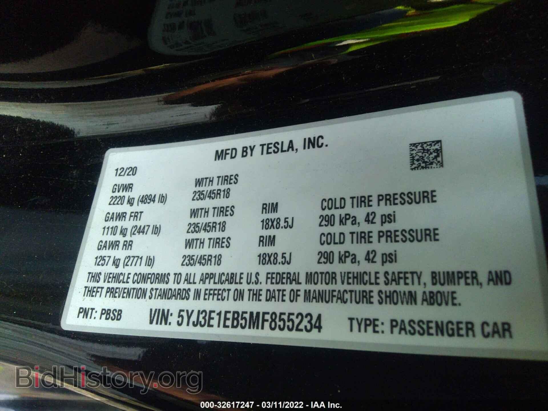 2021 TESLA MODEL 3 - VIN: 5YJ3E1EB5MF855234 - Photo 9