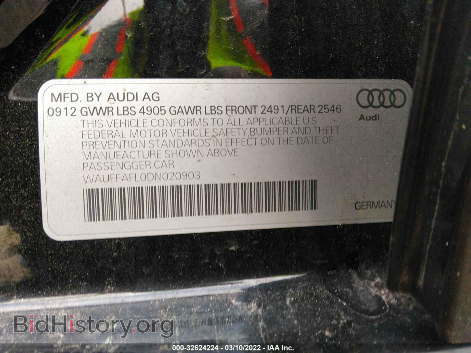2013 AUDI A4 - VIN: WAUFFAFL0DN020903 - Фото 9
