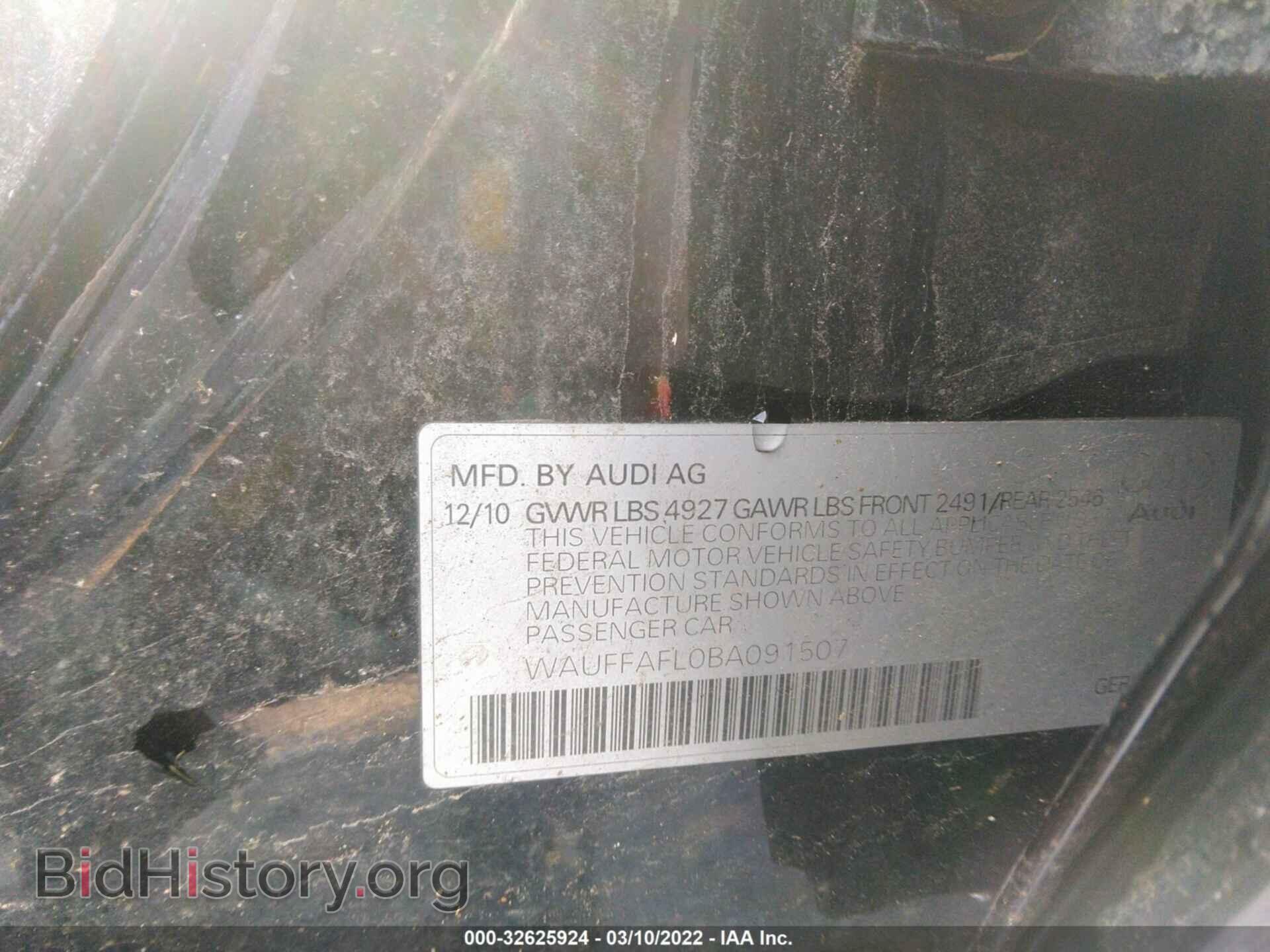 2011 AUDI A4 - VIN: WAUFFAFL0BA091507 - Фото 9