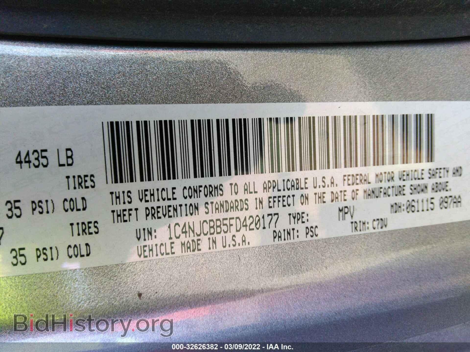 2015 JEEP COMPASS - VIN: 1C4NJCBB5FD420177 - Фото 9