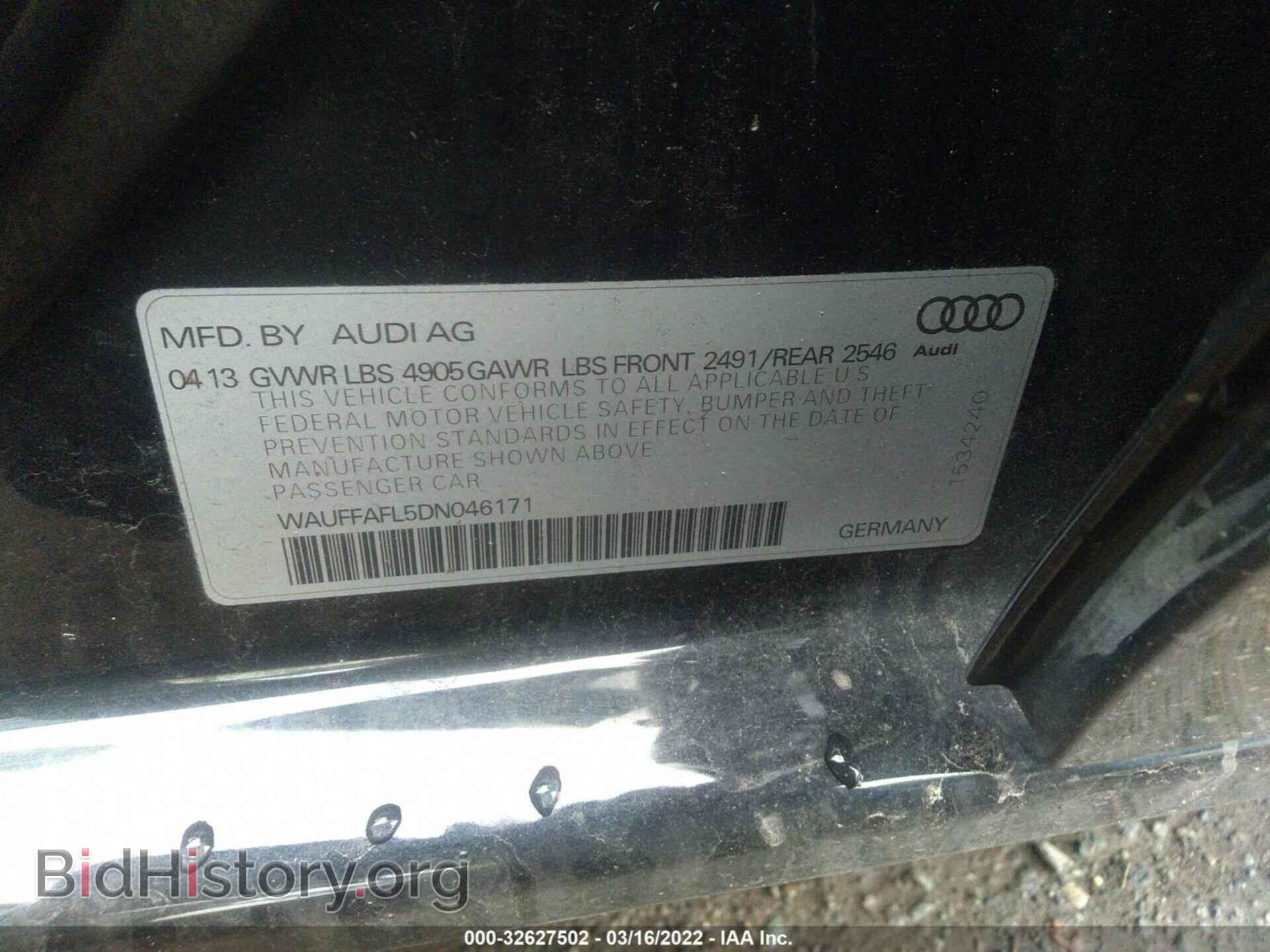 2013 AUDI A4 - VIN: WAUFFAFL5DN046171 - Фото 9