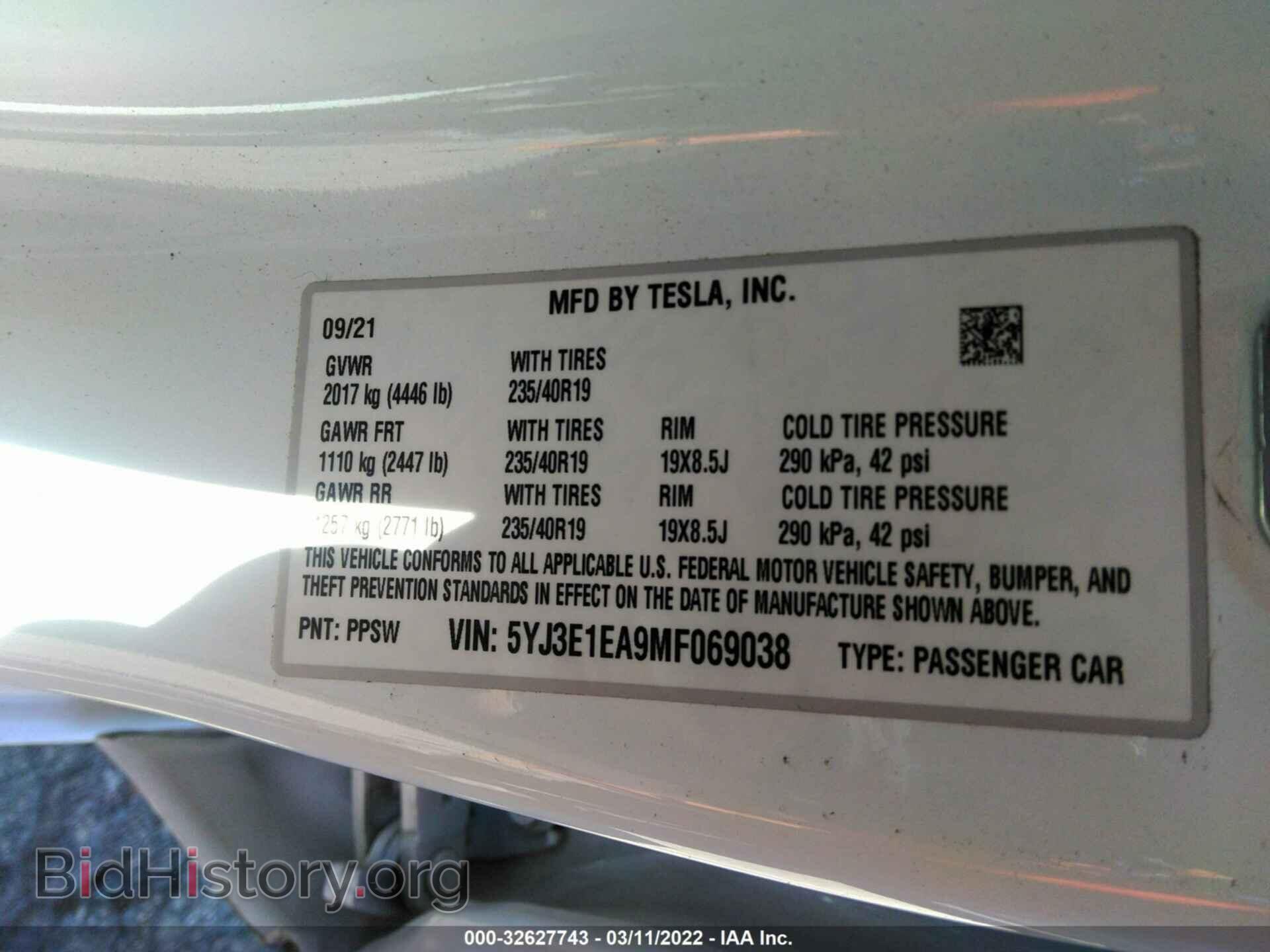 2021 TESLA MODEL 3 - VIN: 5YJ3E1EA9MF069038 - Photo 9