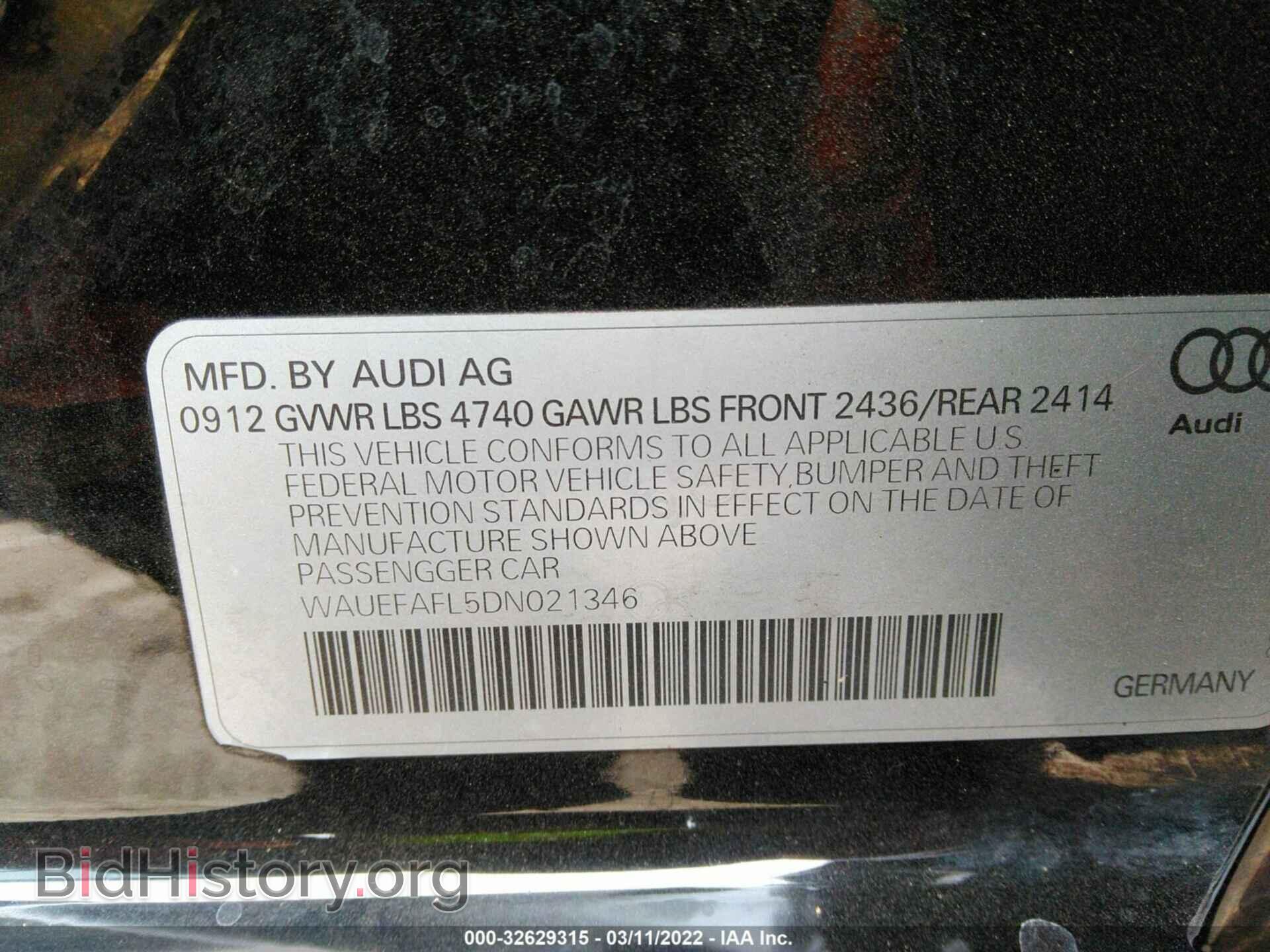 2013 AUDI A4 - VIN: WAUEFAFL5DN021346 - Photo 9