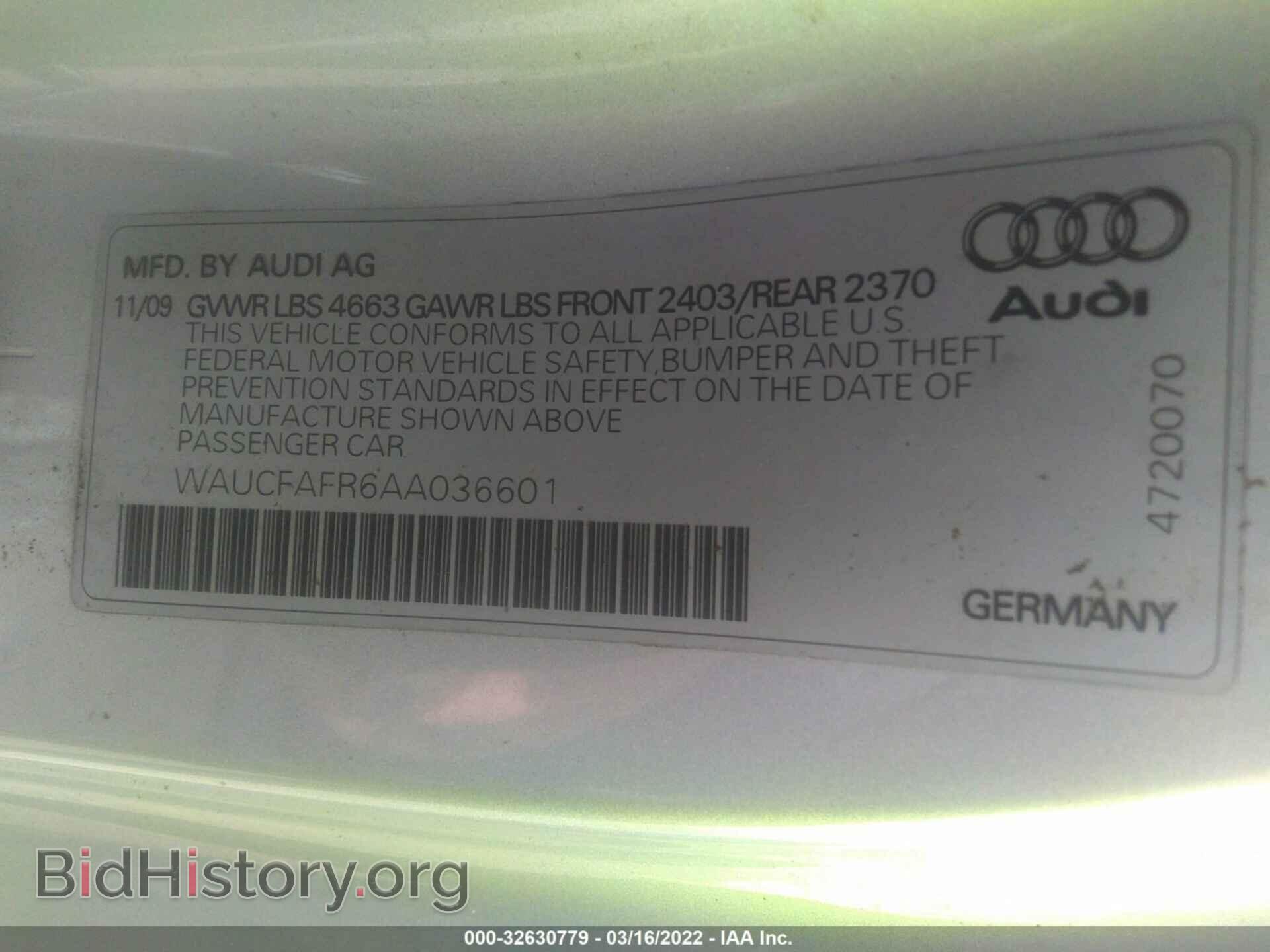 2010 AUDI A5 - VIN: WAUCFAFR6AA036601 - Photo 9