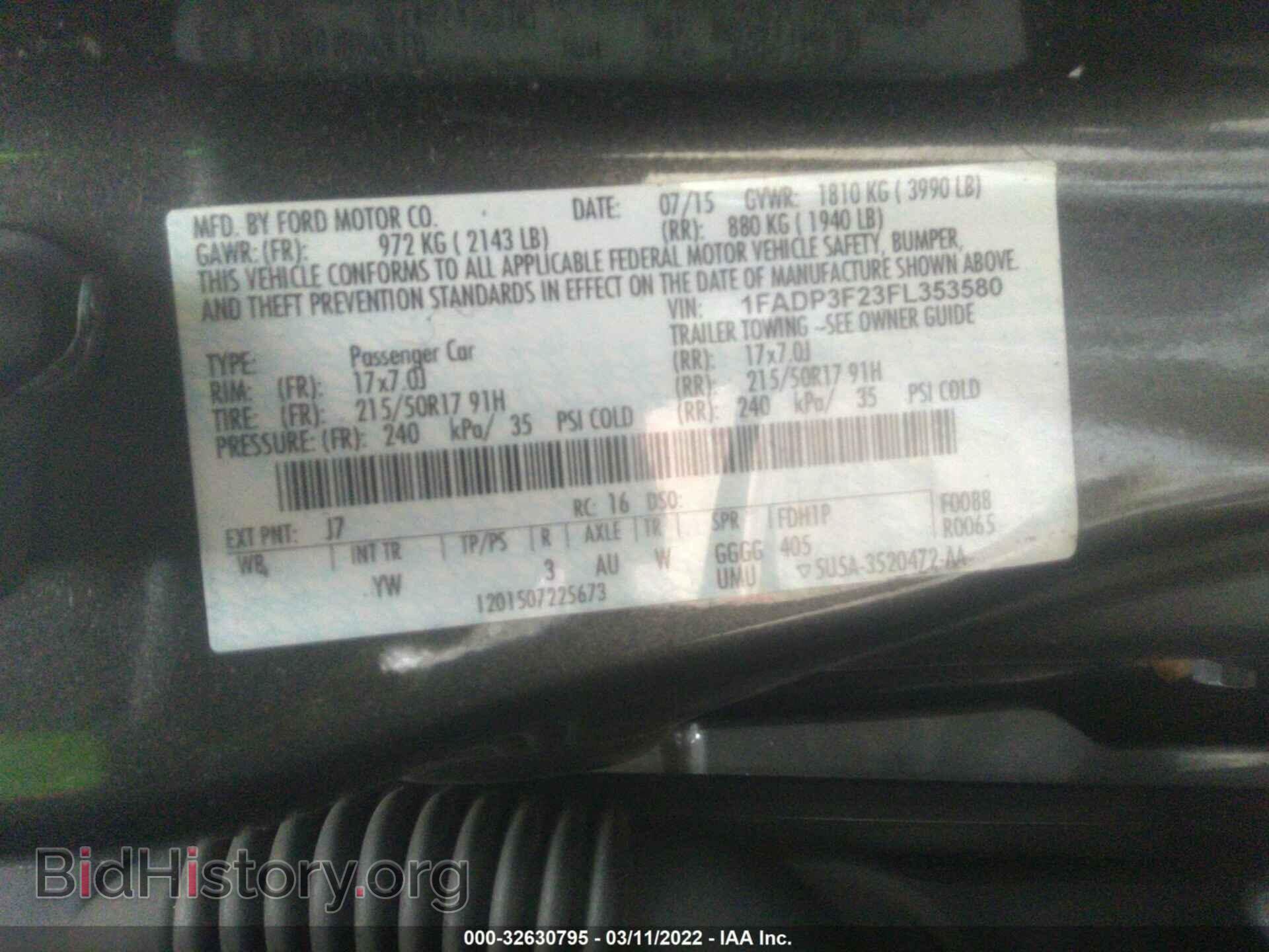 2015 FORD FOCUS - VIN: 1FADP3F23FL353580 - Фото 9