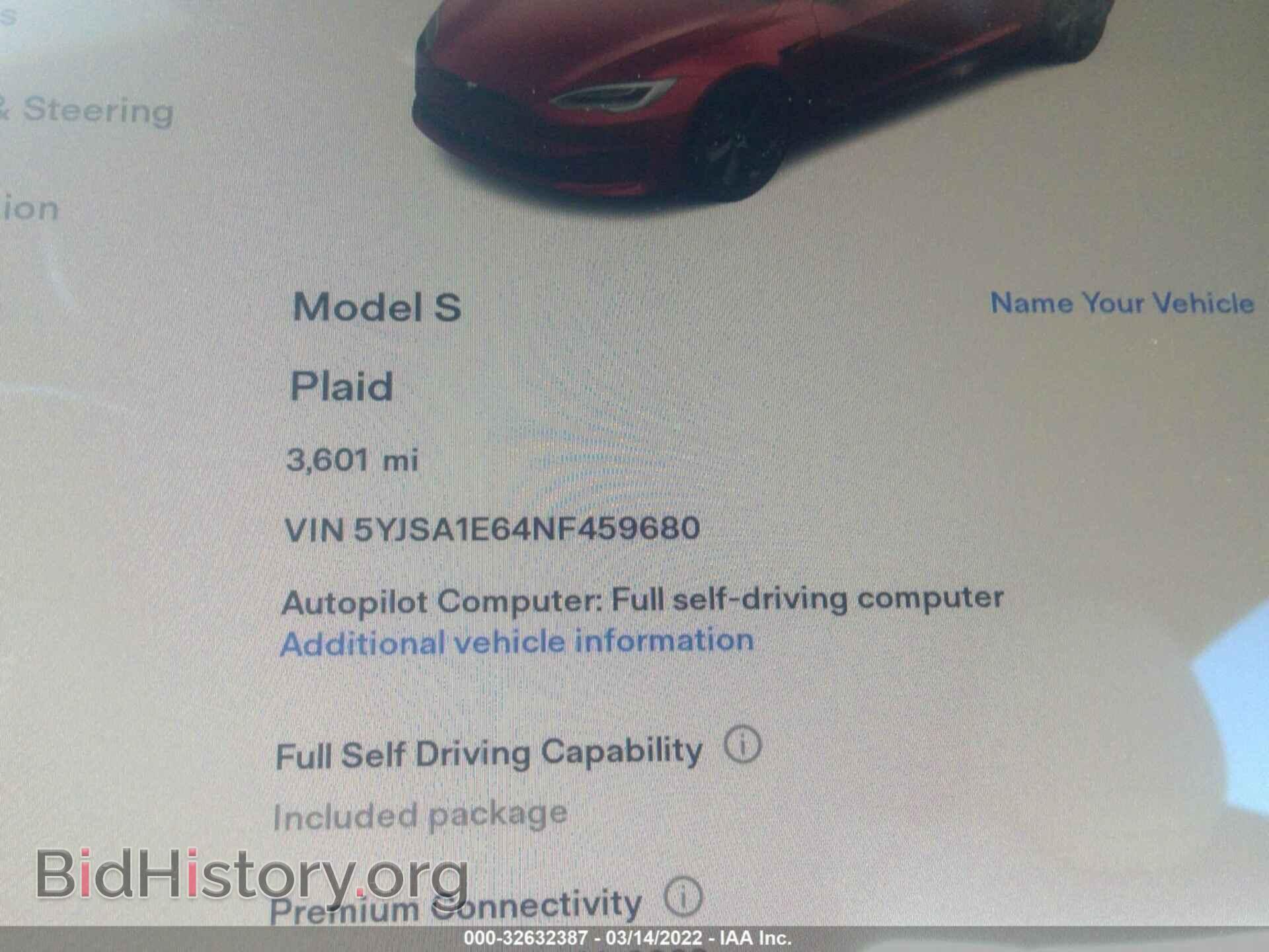 2022 TESLA MODEL S - VIN: 5YJSA1E64NF459680 - Фото 7