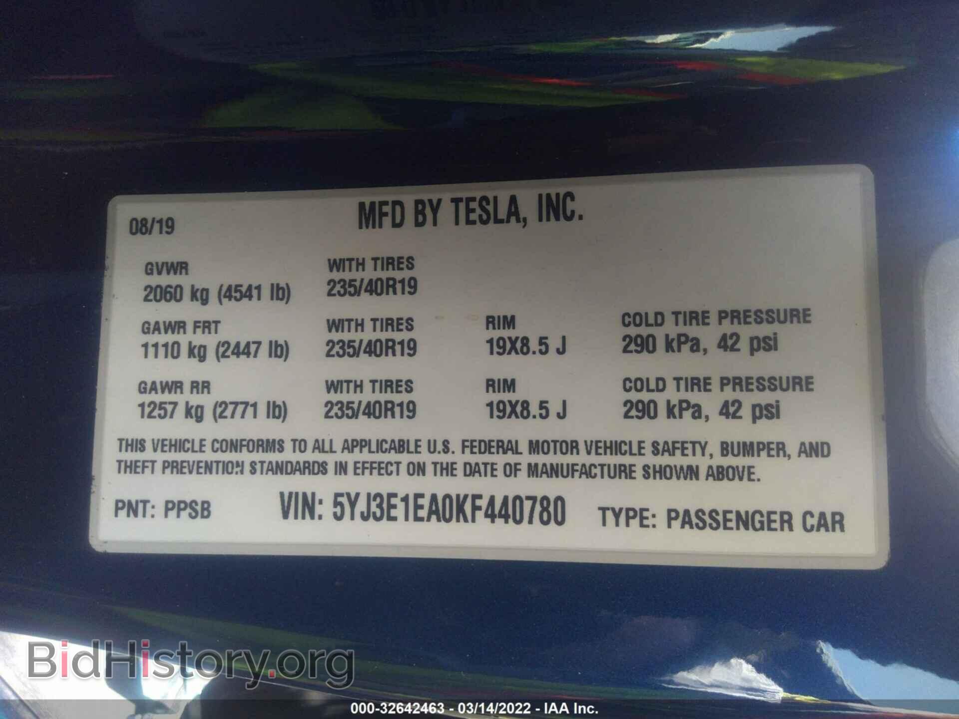 2019 TESLA MODEL 3 - VIN: 5YJ3E1EA0KF440780 - Photo 9