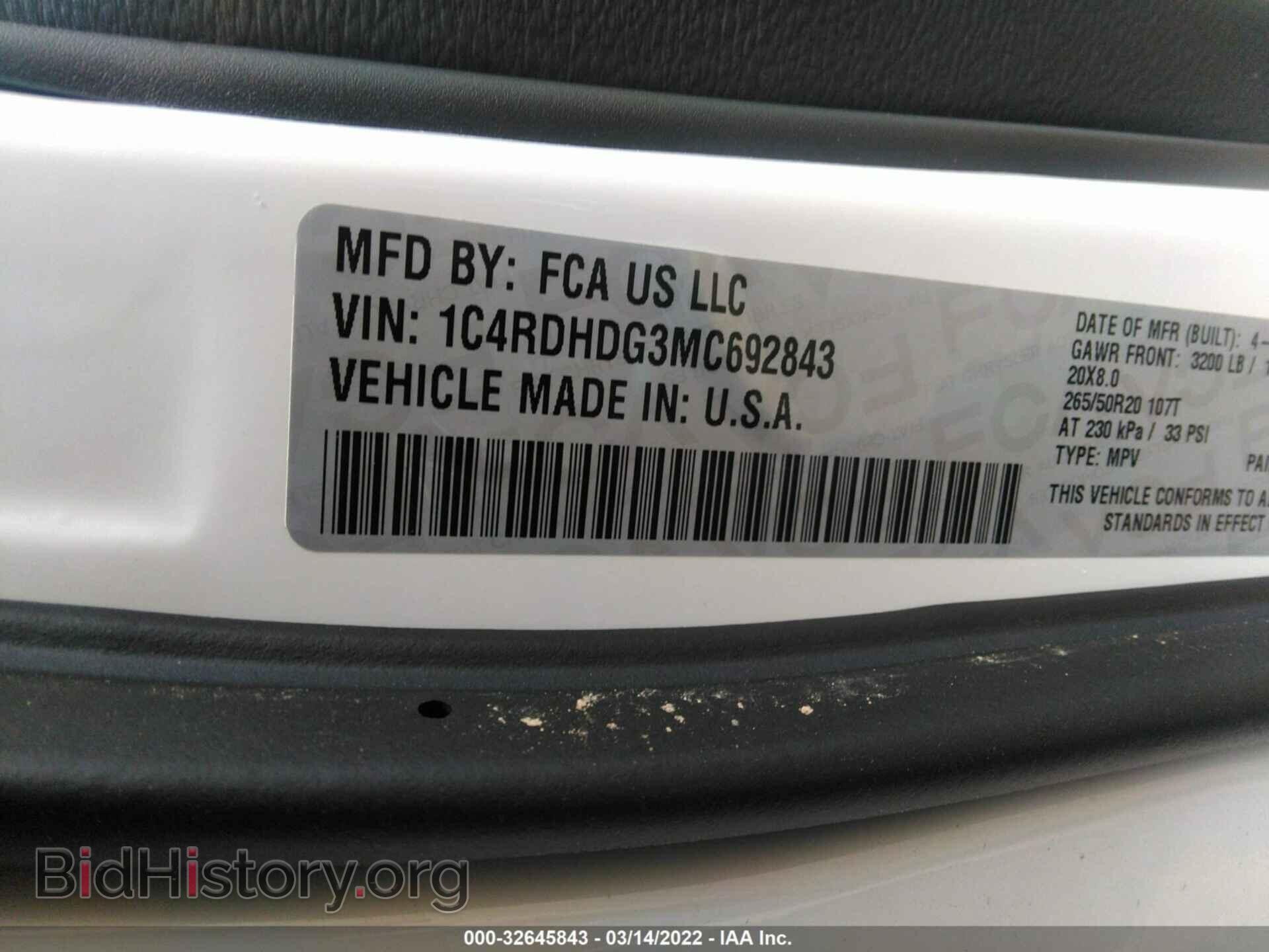 2021 DODGE DURANGO - VIN: 1C4RDHDG3MC692843 - Photo 9