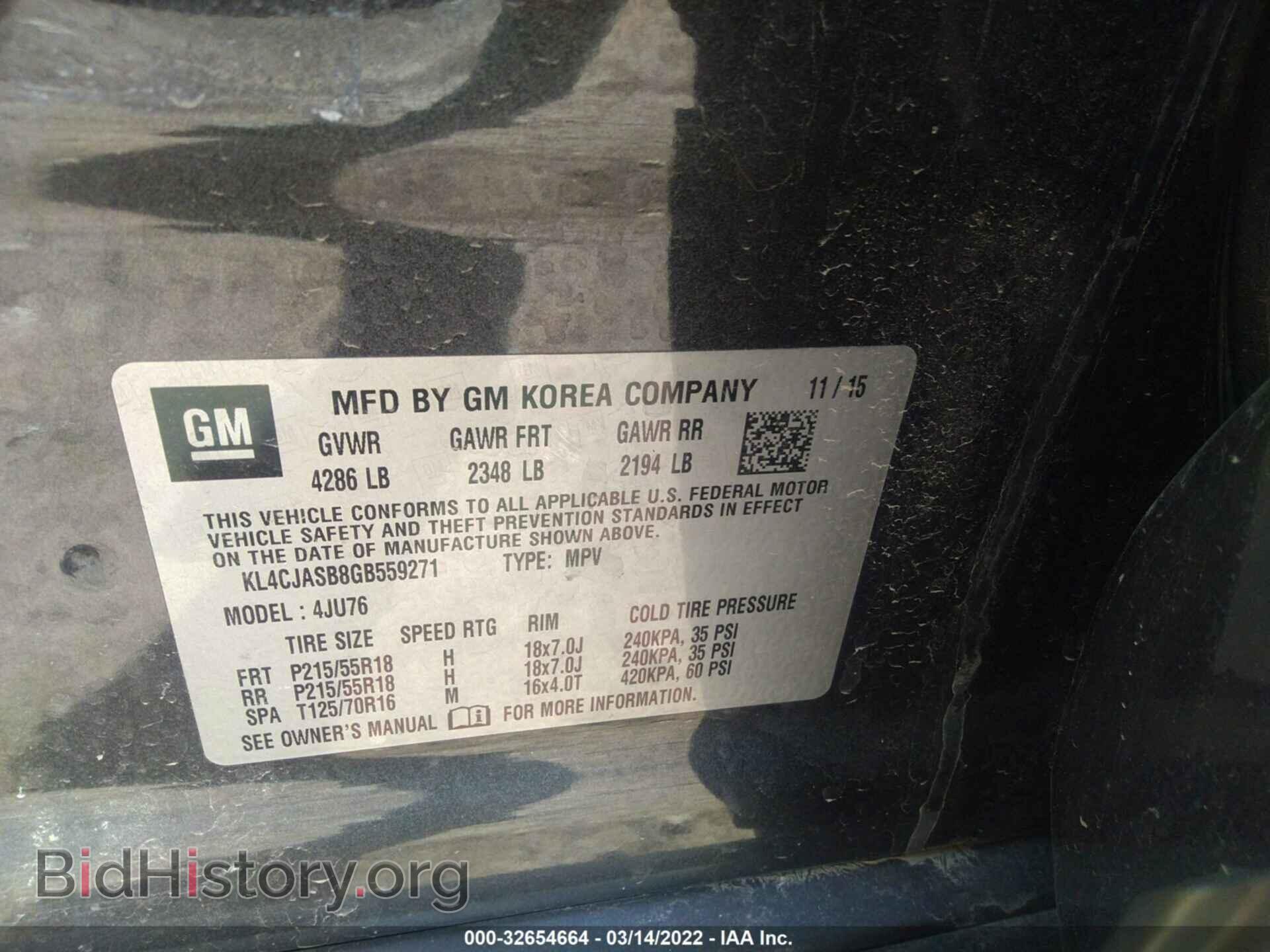 2016 BUICK ENCORE - VIN: KL4CJASB8GB559271 - Photo 9