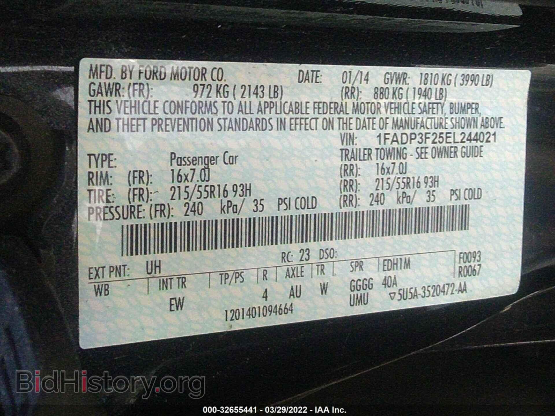 2014 FORD FOCUS - VIN: 1FADP3F25EL244021 - Фото 9