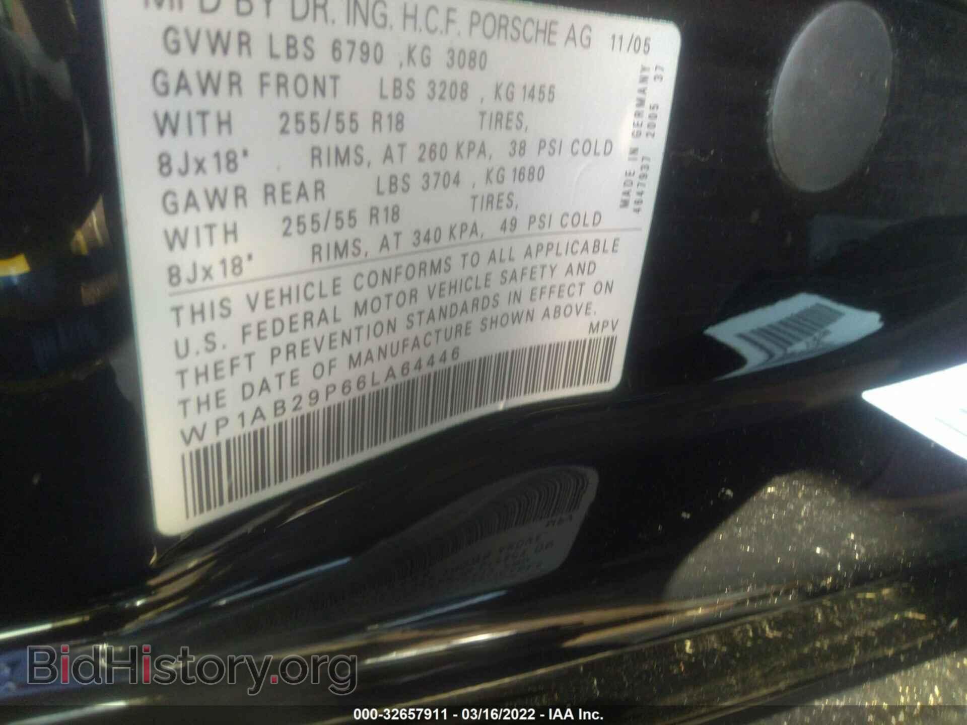 2006 PORSCHE CAYENNE - VIN: WP1AB29P66LA64446 - Фото 9
