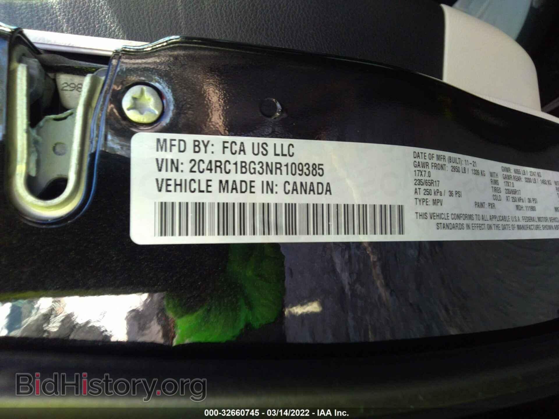 2022 CHRYSLER PACIFICA - VIN: 2C4RC1BG3NR109385 - Photo 9