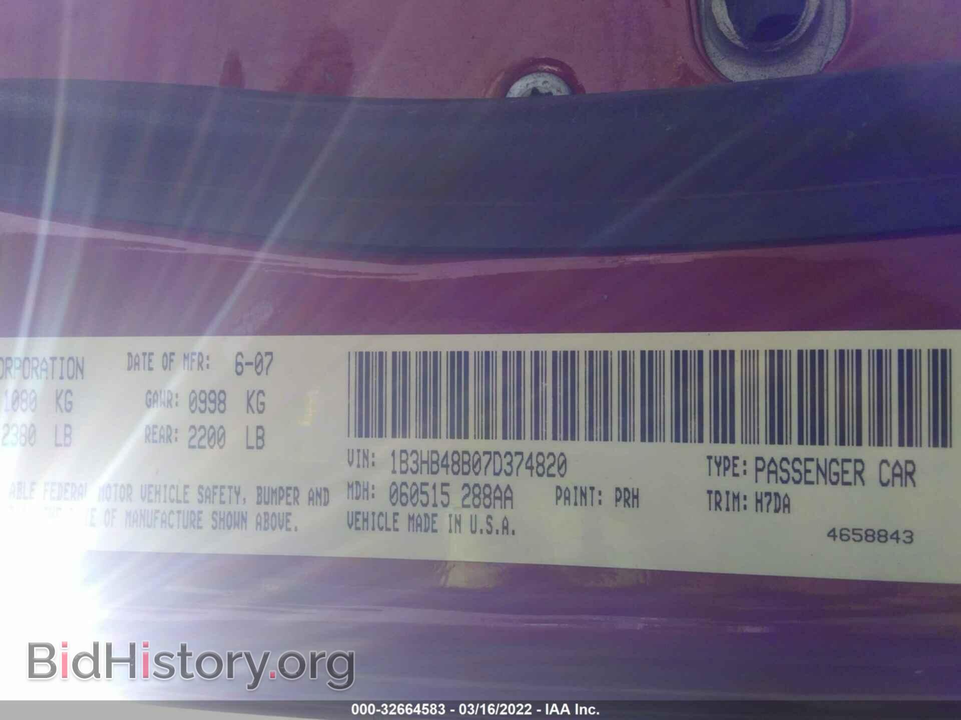 2007 DODGE CALIBER - VIN: 1B3HB48B07D374820 - Photo 9