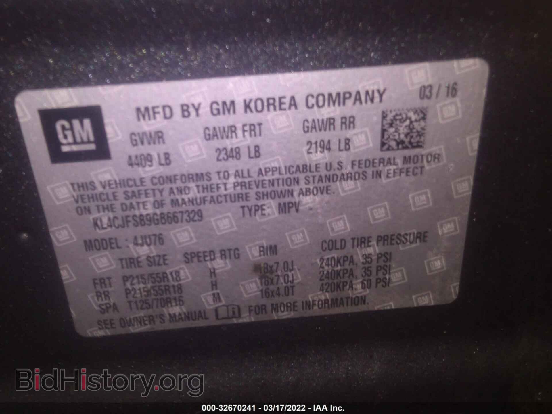 2016 BUICK ENCORE - VIN: KL4CJFSB9GB667329 - Photo 9