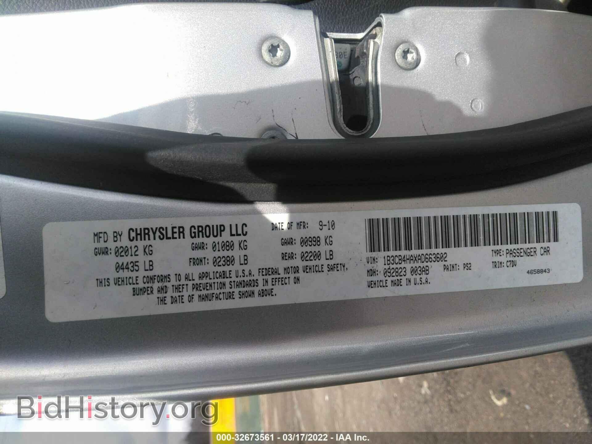 2010 DODGE CALIBER - VIN: 1B3CB4HAXAD663602 - Фото 9
