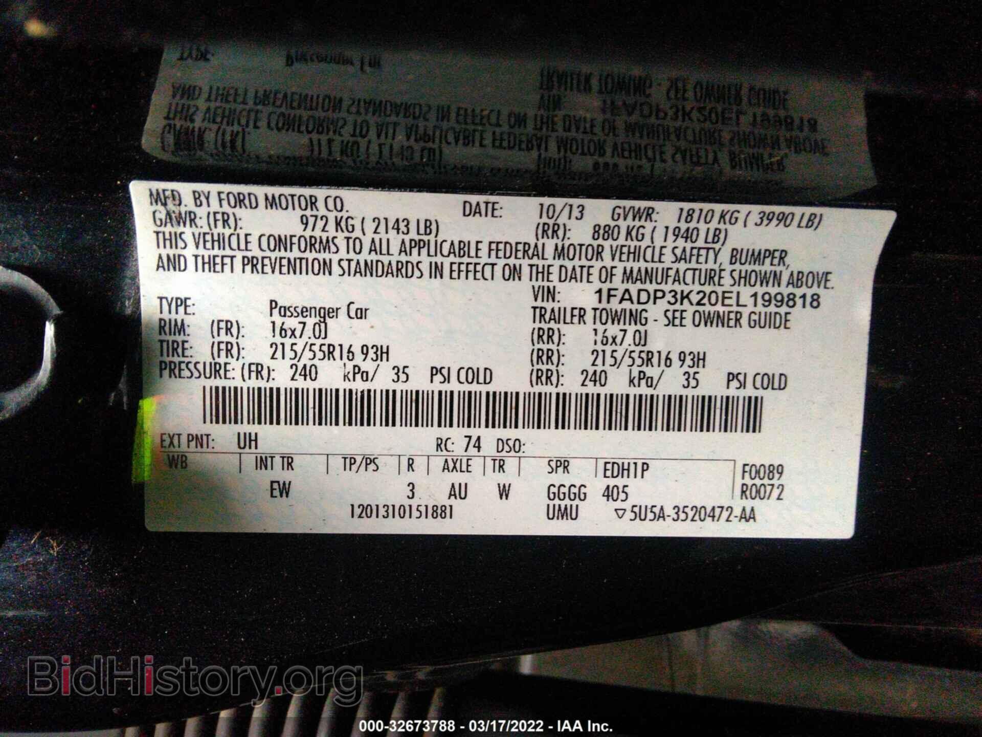2014 FORD FOCUS - VIN: 1FADP3K20EL199818 - Фото 9
