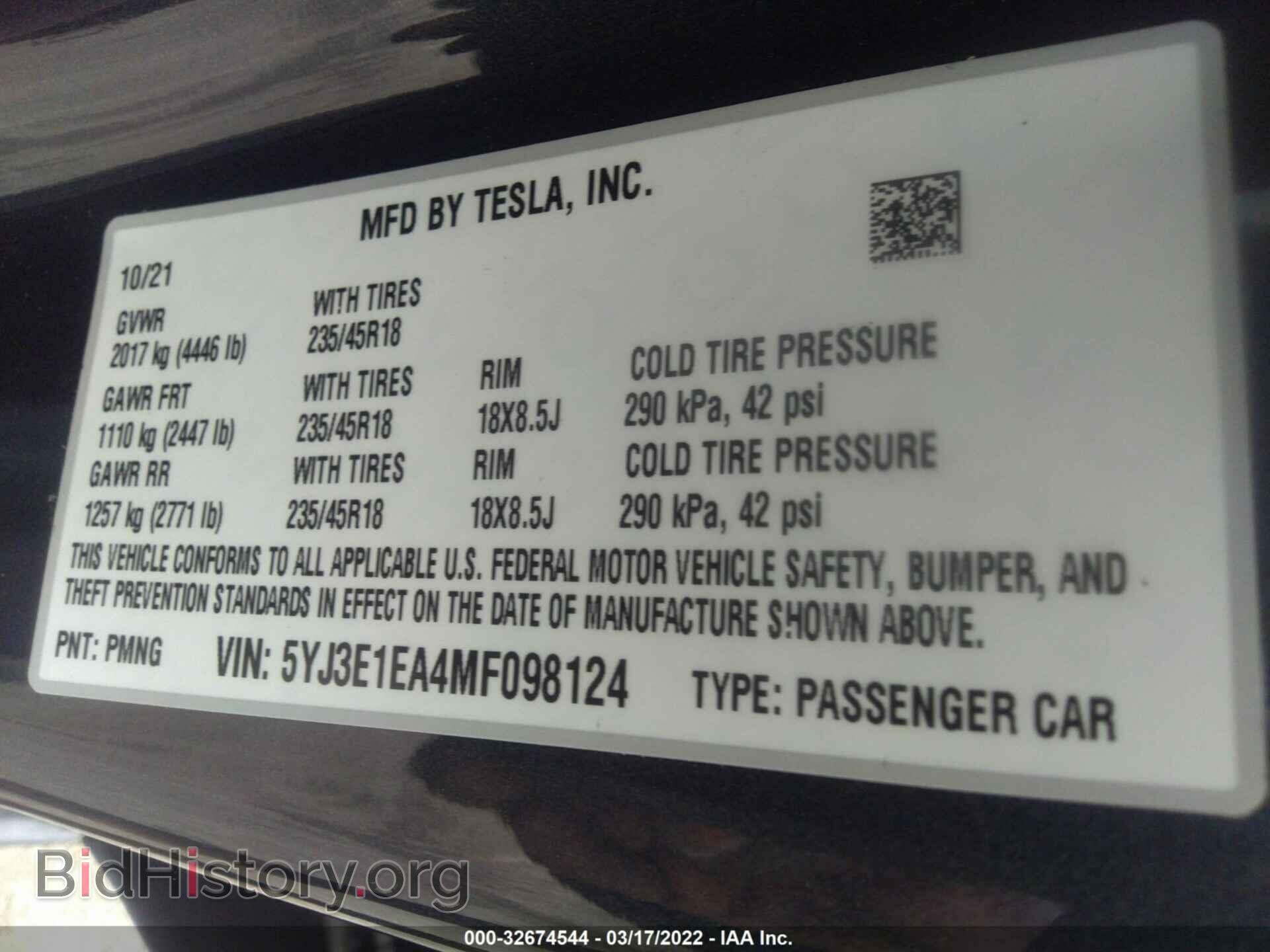 2021 TESLA MODEL 3 - VIN: 5YJ3E1EA4MF098124 - Photo 9