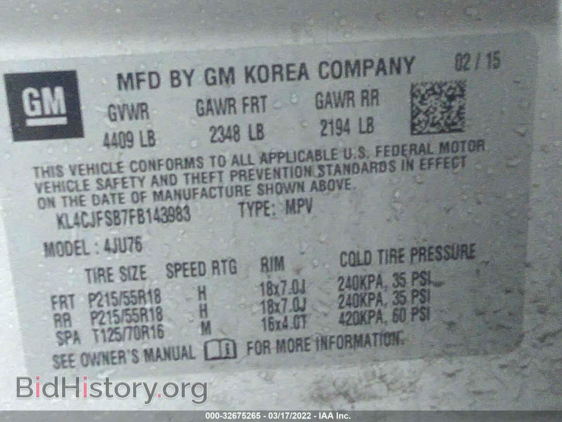 2015 BUICK ENCORE - VIN: KL4CJFSB7FB143983 - Photo 9