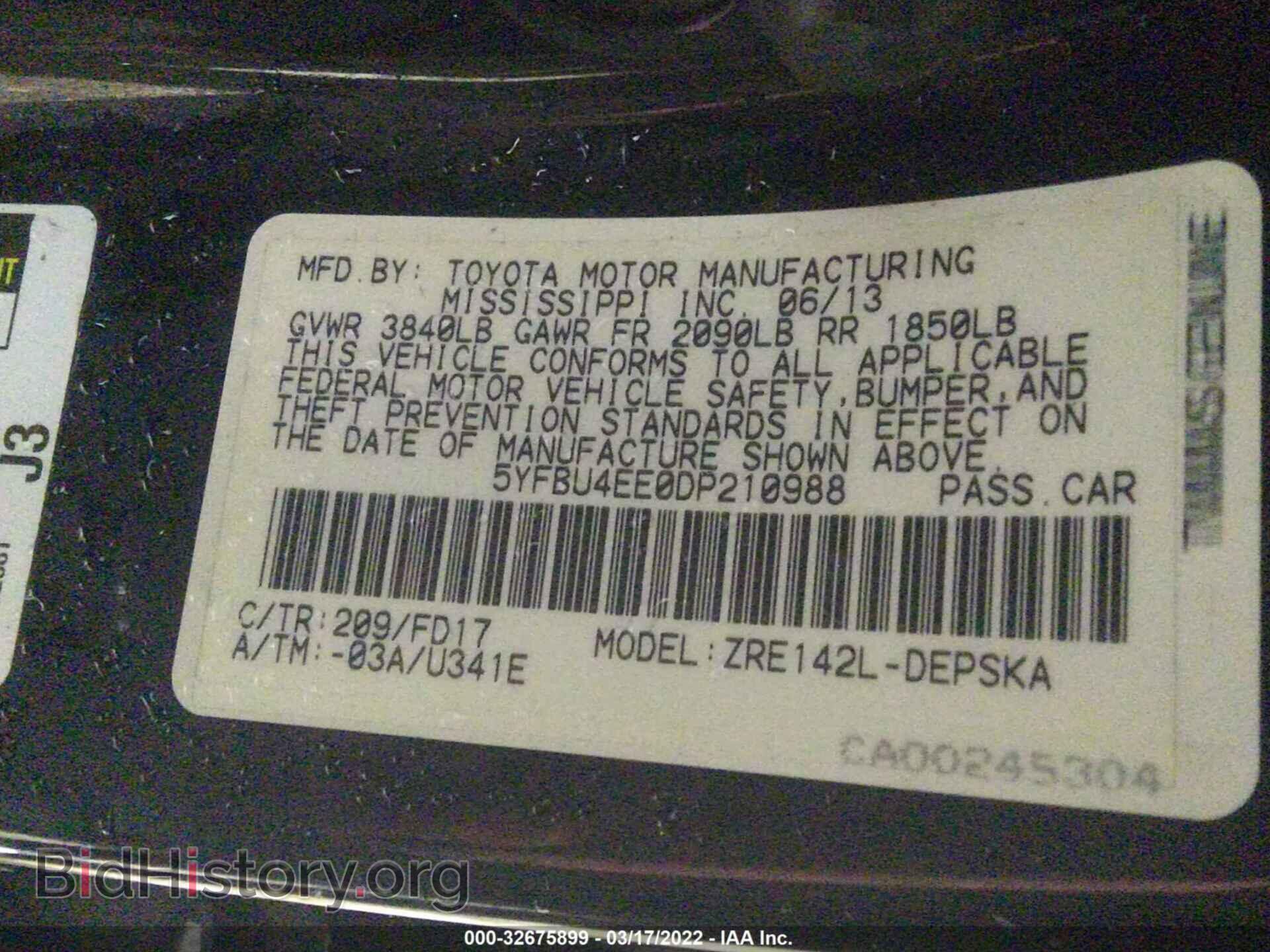 2013 TOYOTA COROLLA - VIN: 5YFBU4EE0DP210988 - Фото 9