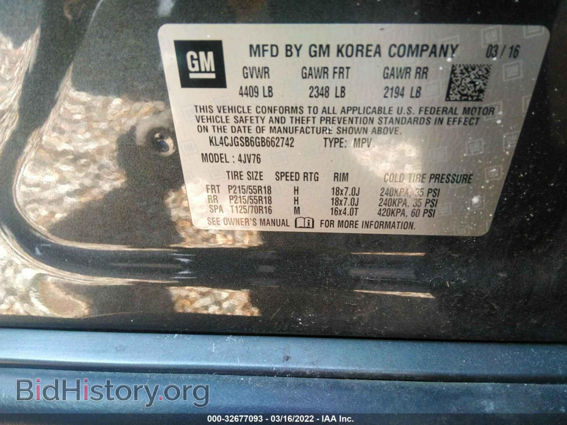 2016 BUICK ENCORE - VIN: KL4CJGSB6GB662742 - Photo 9